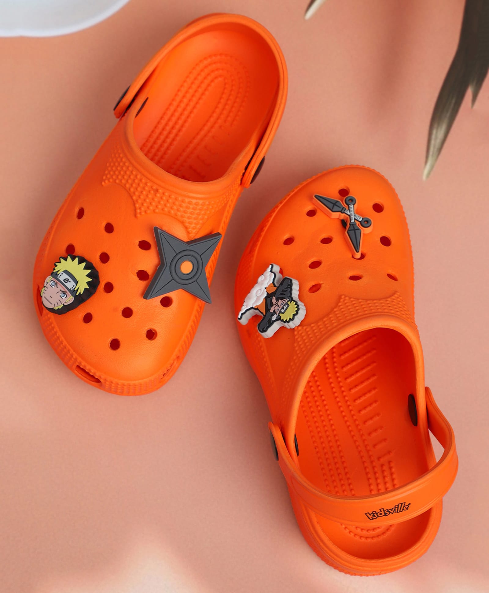 Kidsville Naruto Featuring Character Applique Detailed Perforated Sling Back Clogs - Orange-picture-29