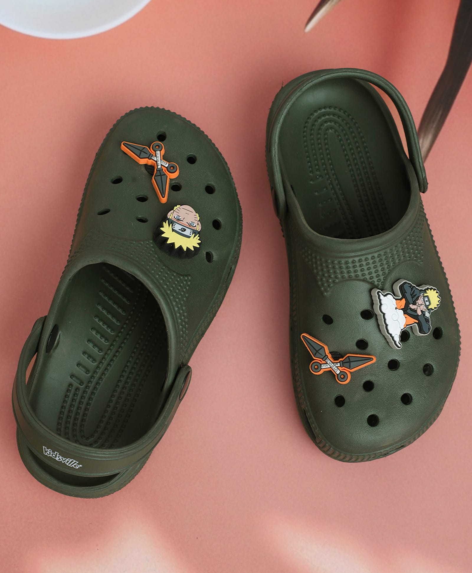 Kidsville Naruto Featuring Character Applique Detailed Perforated Sling Back Clogs - Green-picture-12