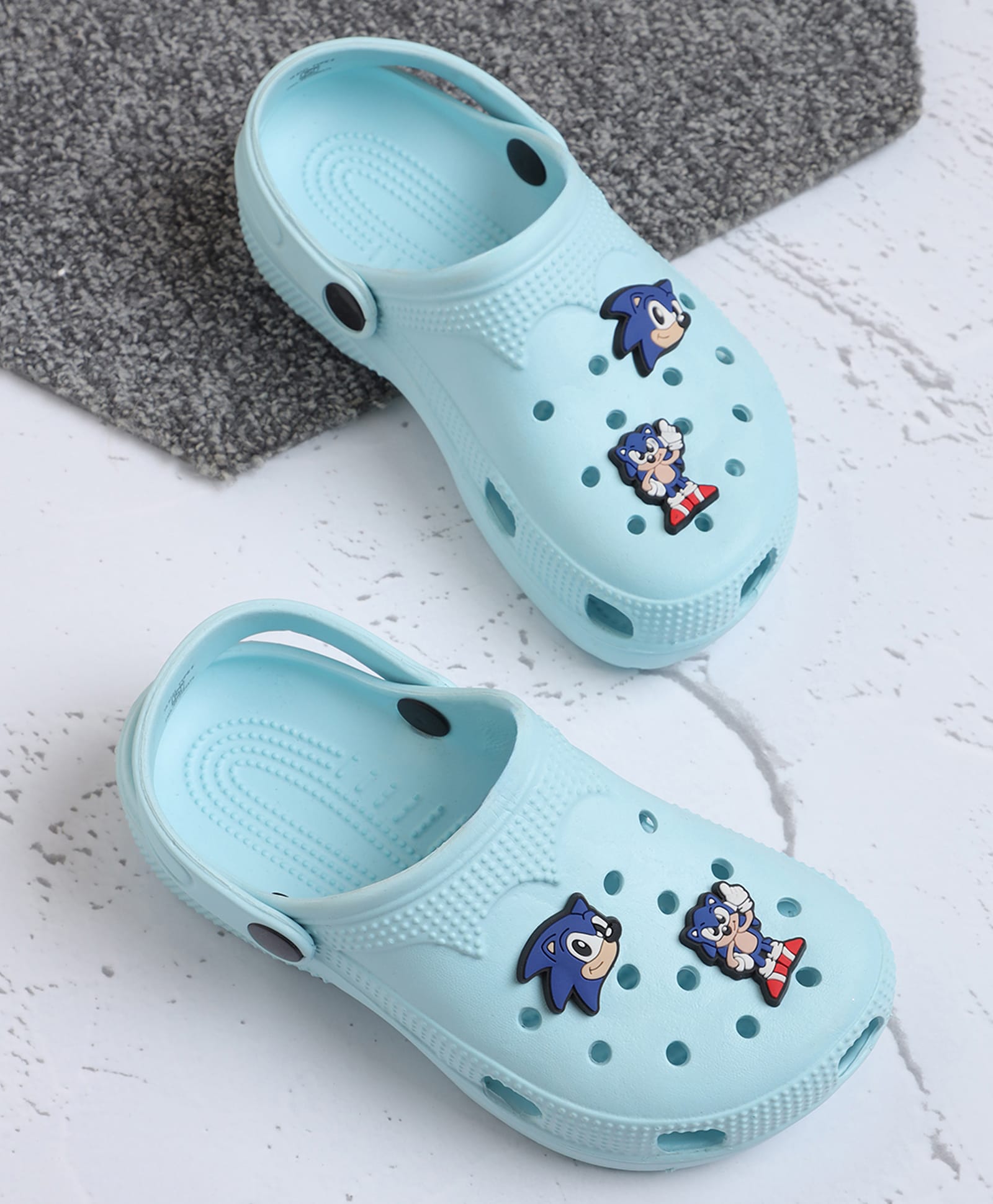 Kidsville Sonic The Hedgehog Featuring Character Applique Detailed Perforated Sling Back Clogs - Blue-image-11
