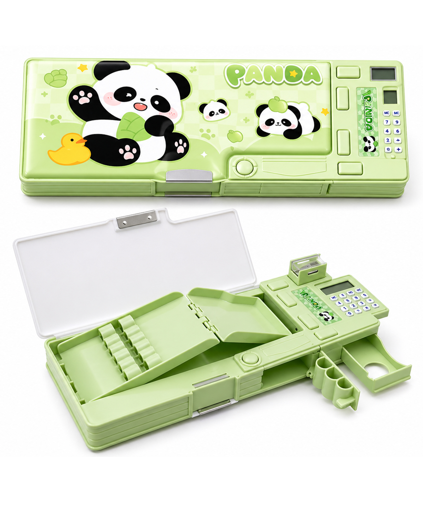 Invite Enterprise Multifunction Panda Theme Pencil Box with Calculator & Sharpener for Kids - Green-image-37