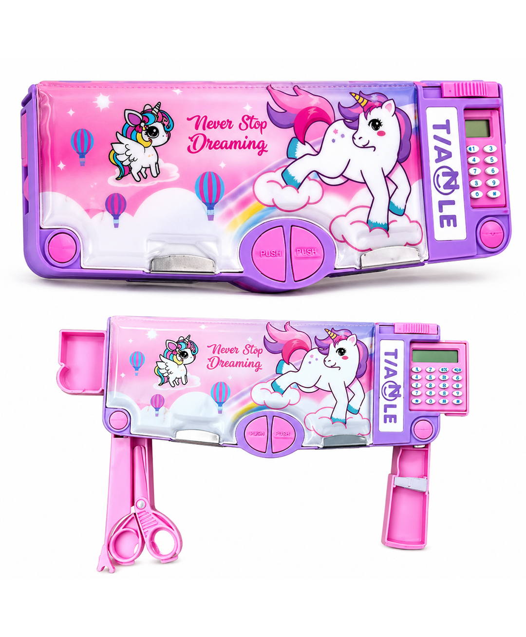 Invite Enterprise Unicorn Theme Multifunction Pencil Box with Calculator & Stationery Organizer for Kids - Pink-image-43