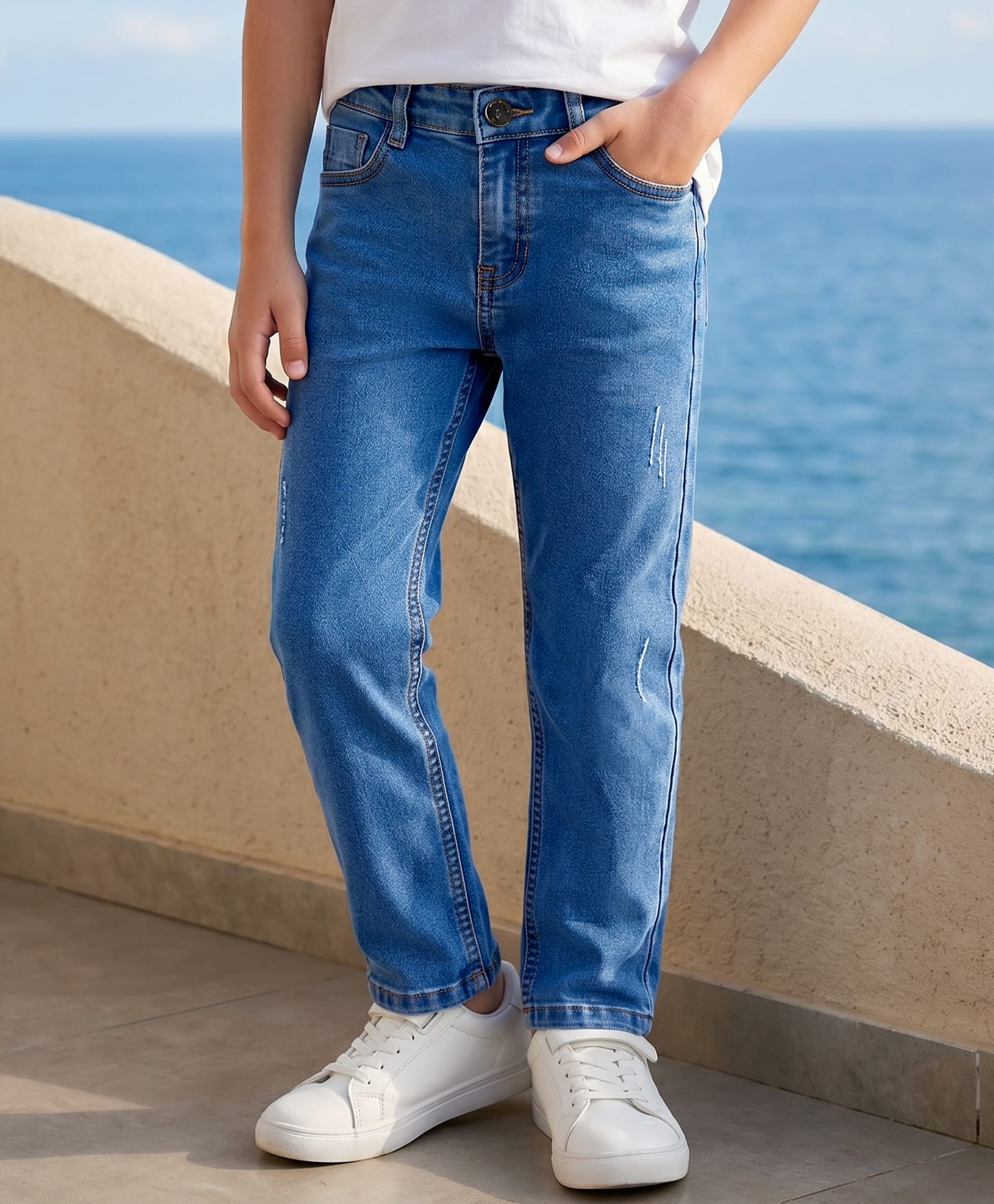 Pine Kids Denim Woven Full Length Solid Jeans - Blue-image-36