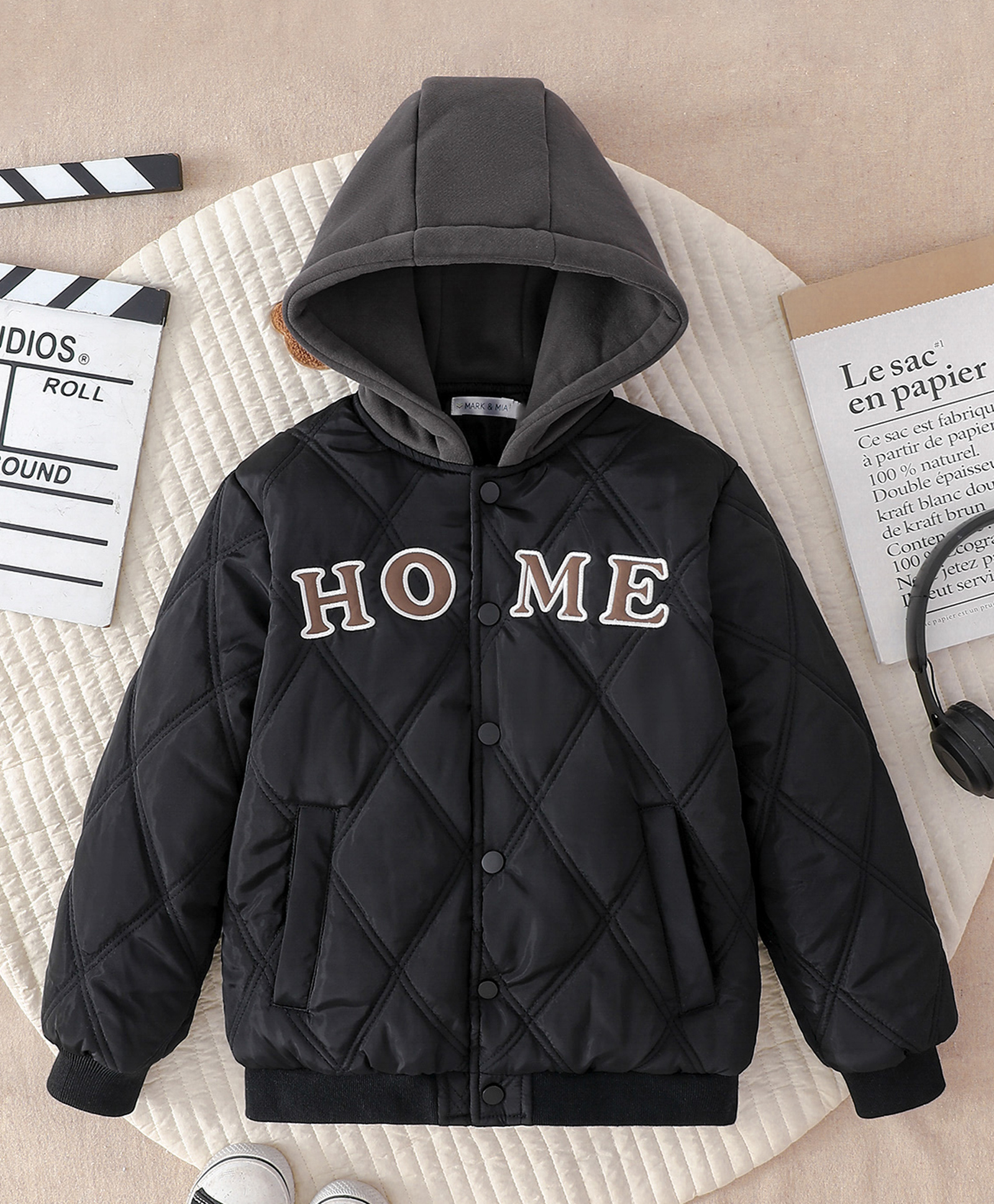 Mark & Mia Full Sleeves Home Printed Hooded Padded Jacket - Black-picture-18