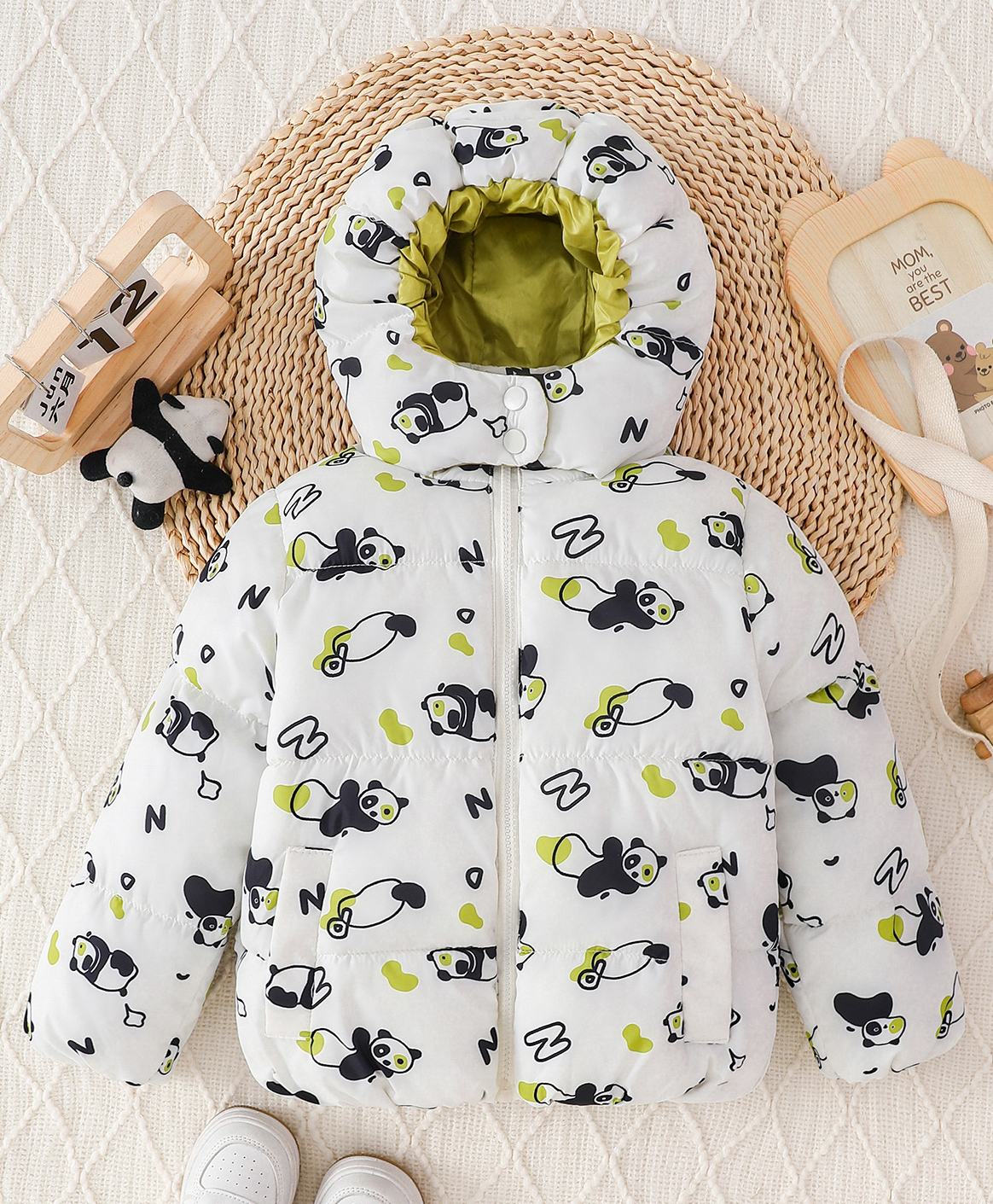 Mark & Mia Full Sleeves Padded/Quilted/ Winter Jacket with Panda Print - White-picture-28