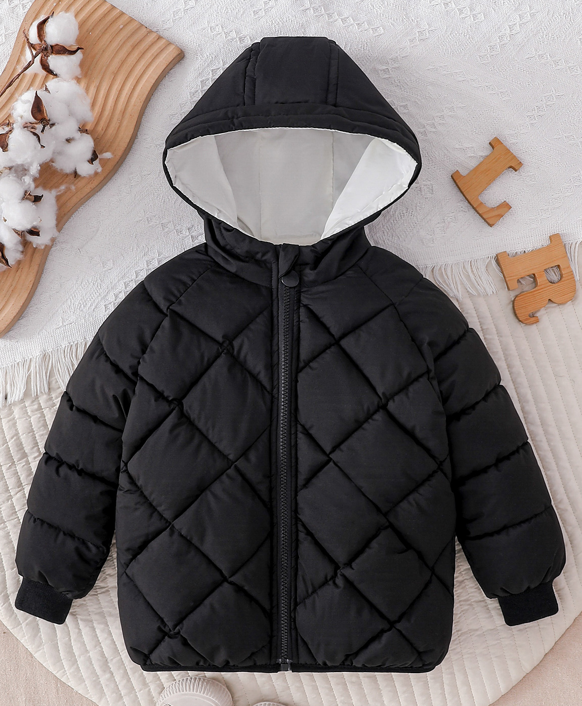 Mark & Mia Full Sleeves Hooded Padded Solid Colour Jacket - Black-picture-25
