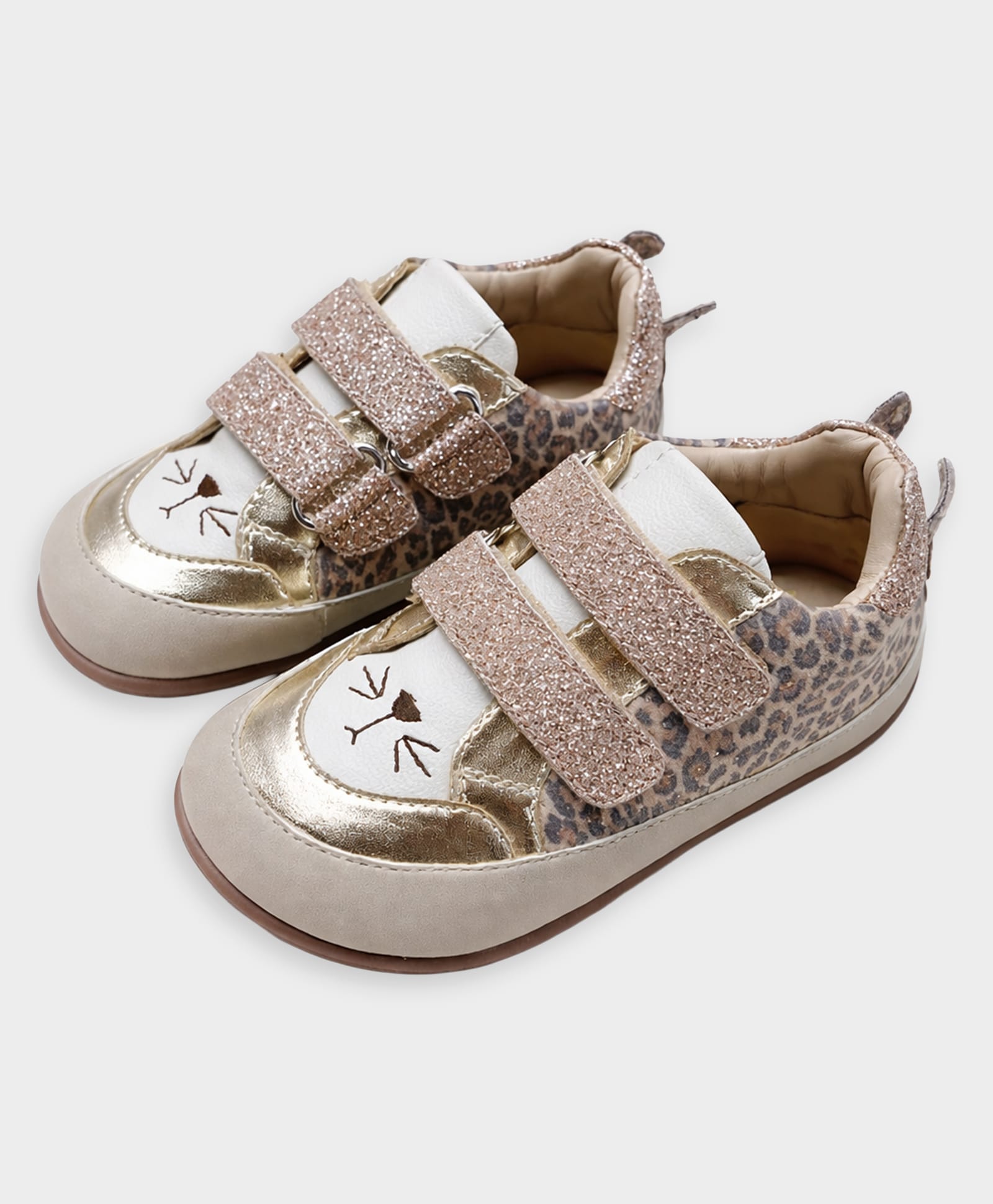 Mi Arcus Animal Designed Glittered Velcro Closure Shoes - Golden-image-30