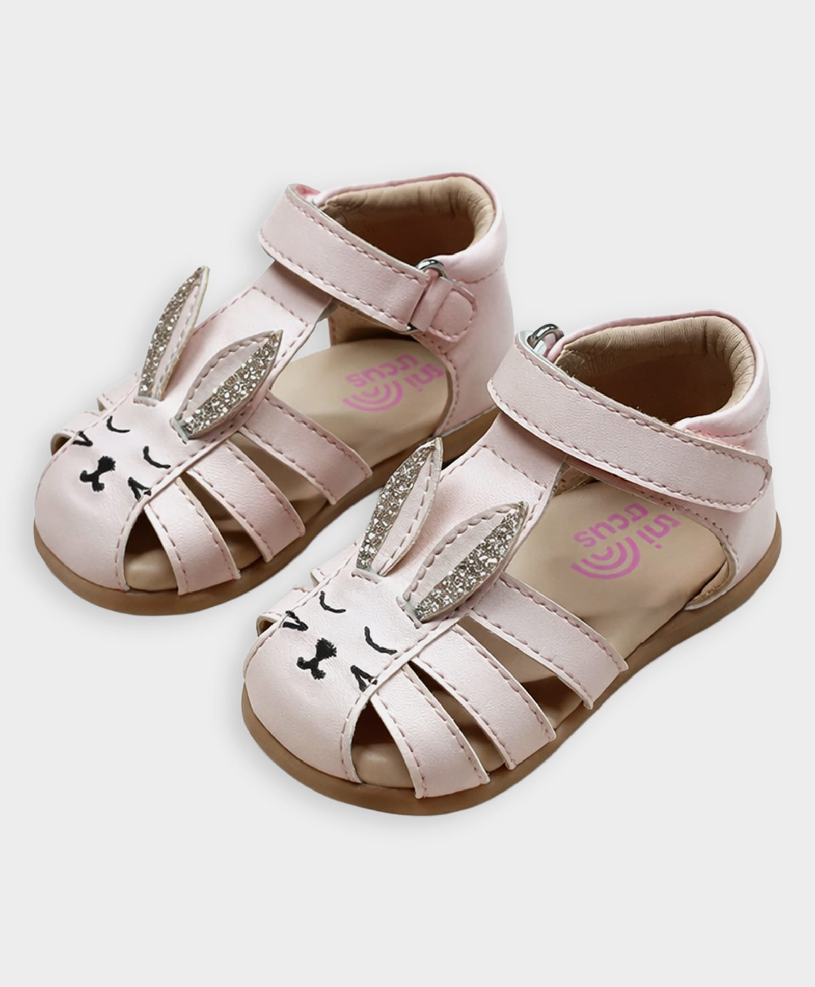 Mi Arcus Bunny Applique Detailed Velcro Closure Sandals - Pink-picture-21