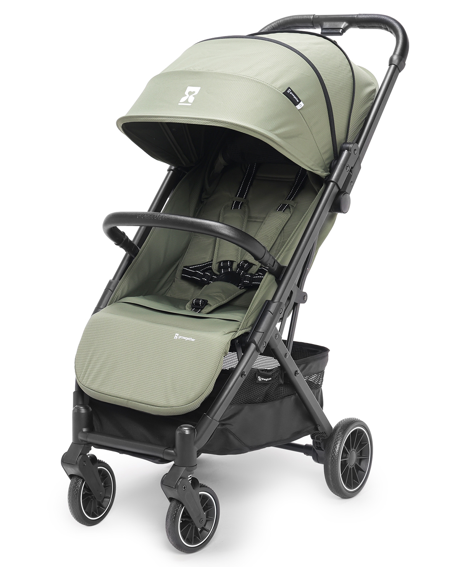 Growgether VELOX Travel Stroller | One-Hand Fold with Auto Lock | Lightweight Stroller for Baby & Toddler 0-4 Years (Up to 22 kg) | Full Recline | Mesh Ventilation | UV Canopy | Shoulder Strap - Green-picture-11