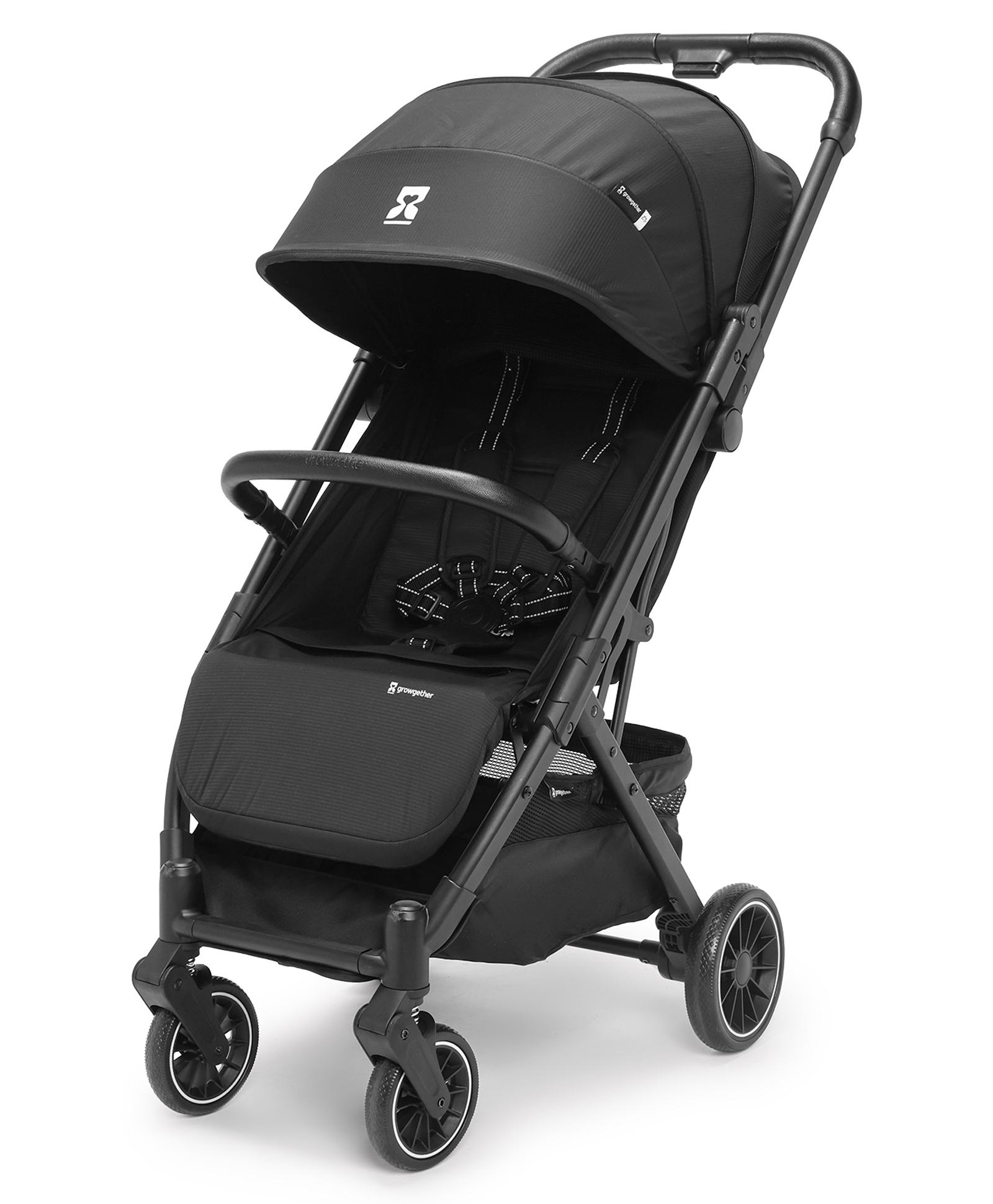 Growgether VELOX Travel Stroller | One-Hand Fold with Auto Lock | Lightweight Stroller for Baby & Toddler 0-4 Years (Up to 22 kg) | Full Recline | Mesh Ventilation | UV Canopy | Shoulder Strap - Black-image-12