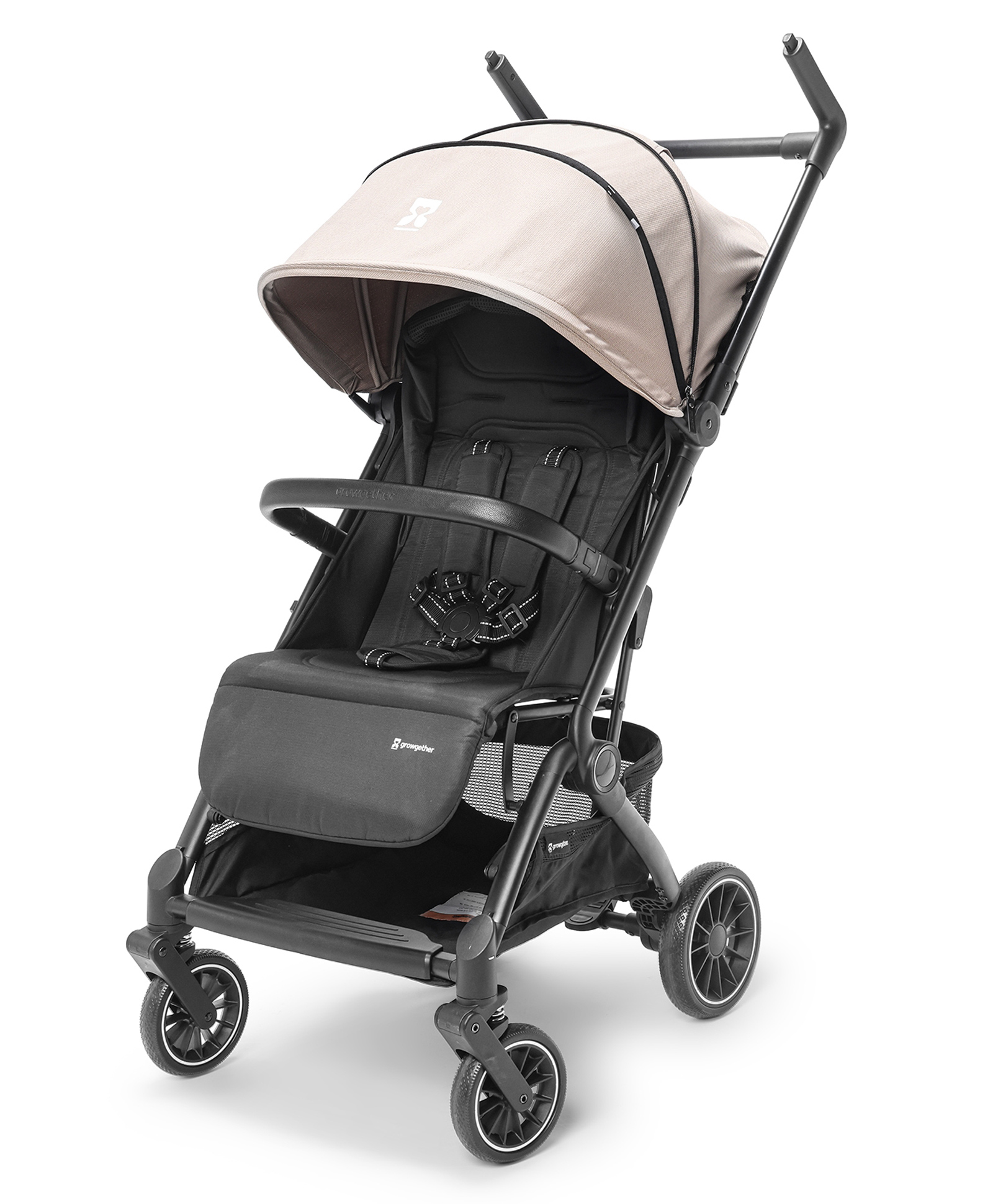 Growgether GOLITE Cabin Stroller | Lightweight Stroller | 0-4 Years (Up to 22 kg) | Full Recline | 360° Swivel Wheels | Compact Fold | UPF & Water-repellent Fabric | Mosquito Net Included - Beige-image-30