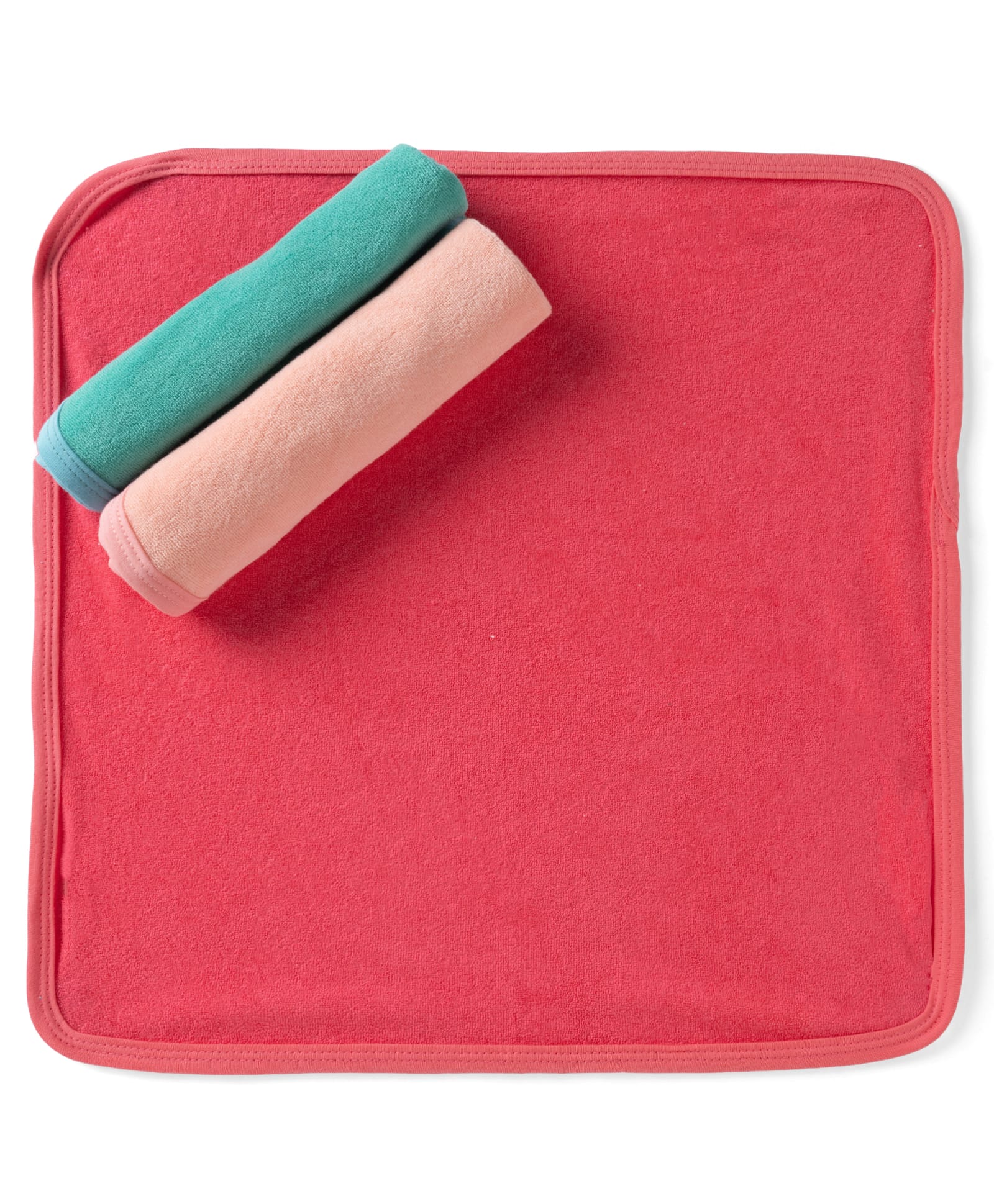 OHMS Terry Knit Solid Colour Hand & Face Towels Pack Of 3 L 40 x B 40 cm - Dark Pink & Aqua-picture-11