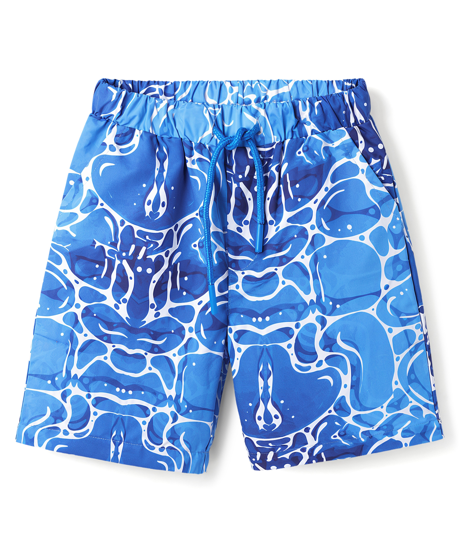 Babyhug Tafetta Water Repellant Printed Swimming Trunk - Blue-image-45