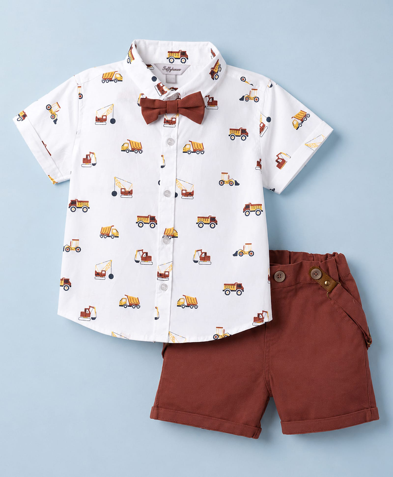 ToffyHouse Shirt and Bottom Set Half sleeves Male RUST ORANGE 4-5Y-image-48
