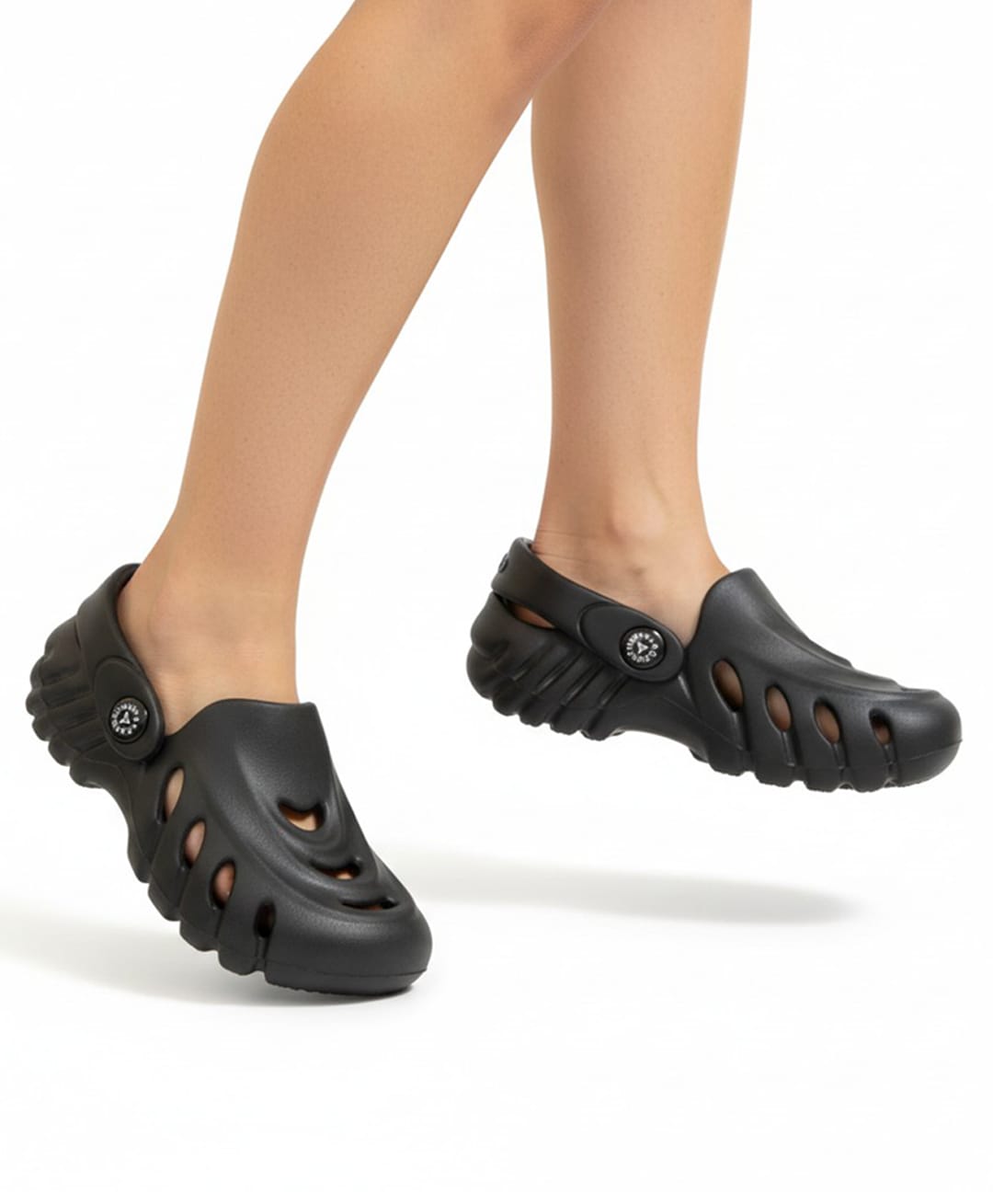 Priaansha Kids Solid Perforated Slingback Clogs - Black-image-43