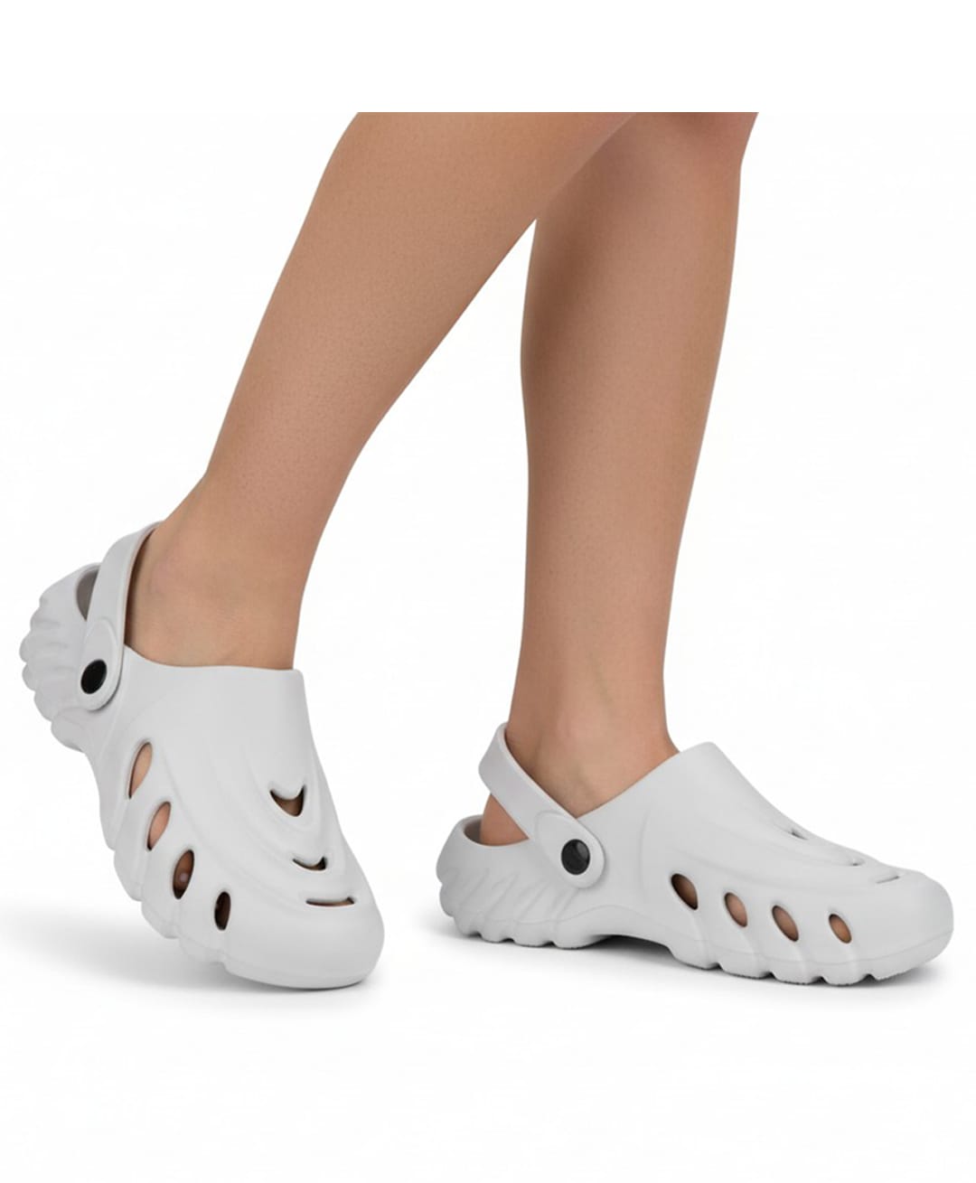 Priaansha Kids Solid Perforated Slingback Clogs - Light Grey-picture-17