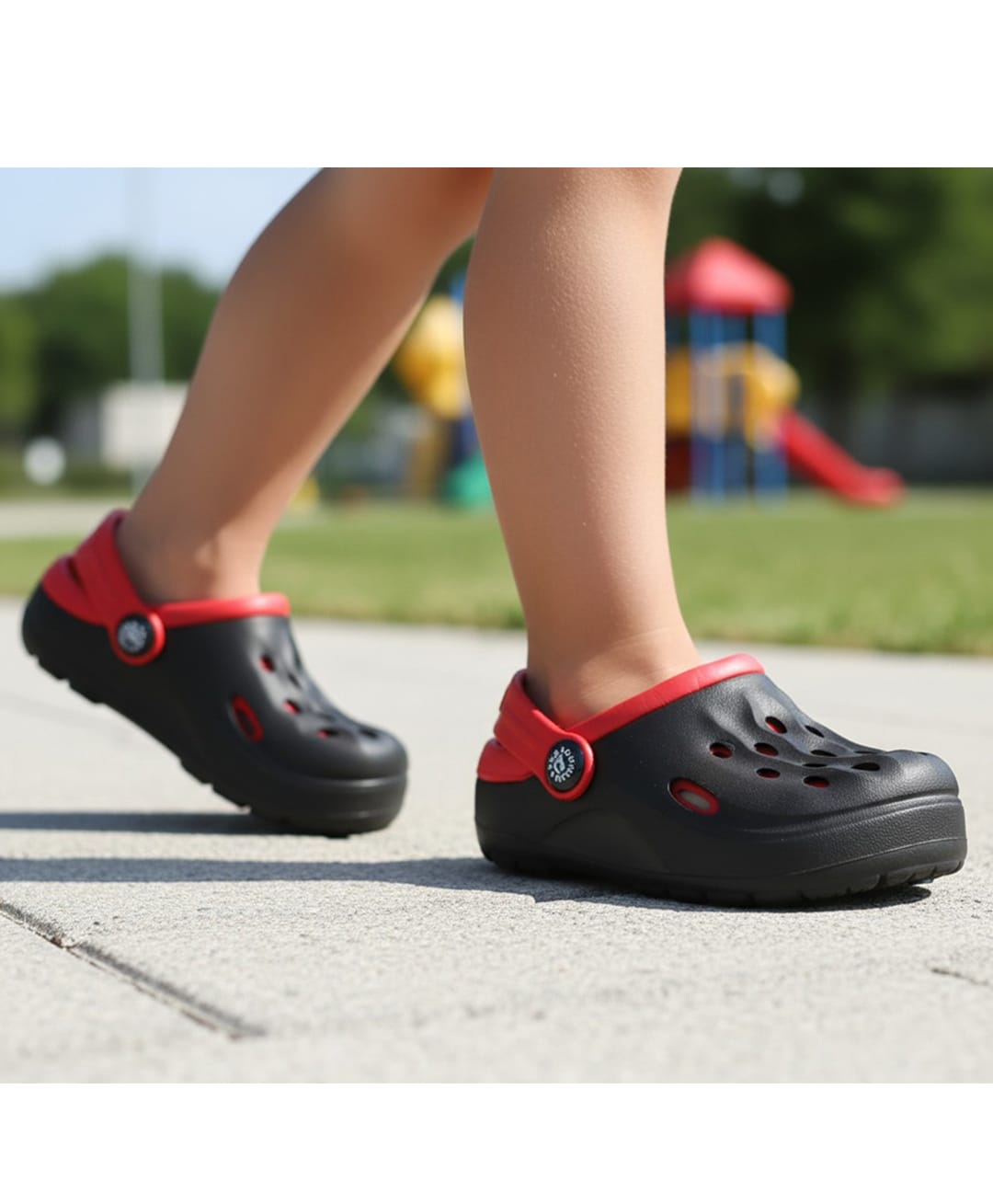 Priaansha Kids Colour Blocked Perforated Slingback Clogs - Black-image-48