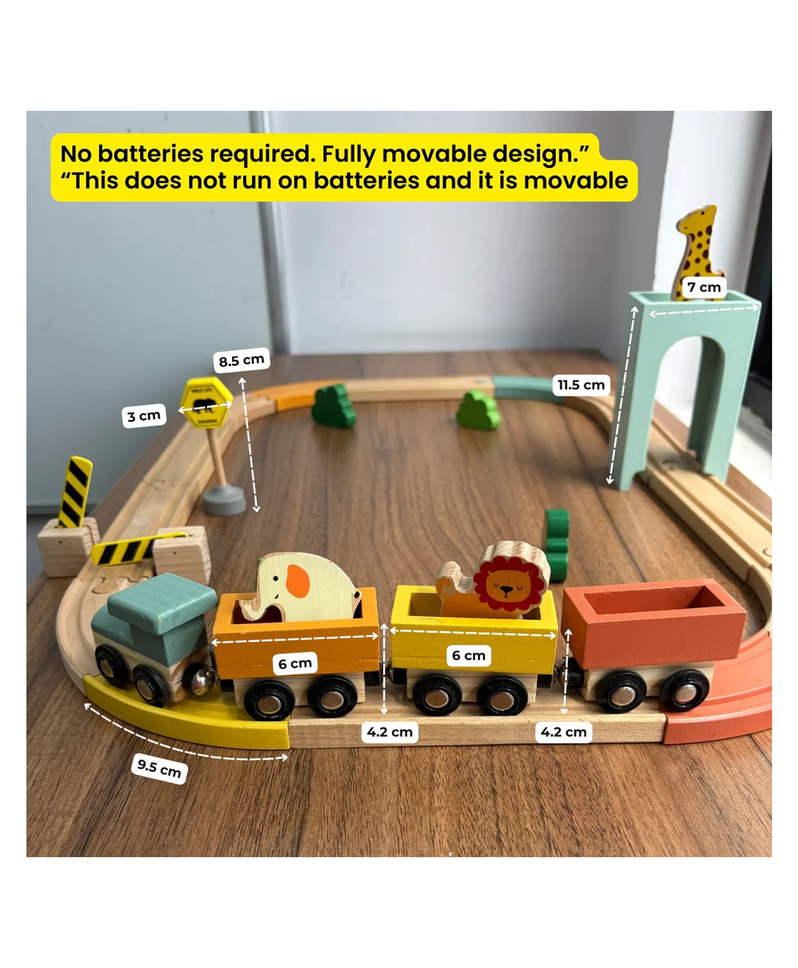 Playbox Wooden Wild Track Train Playset Vehicle with Magnetic Train Engine-image-42