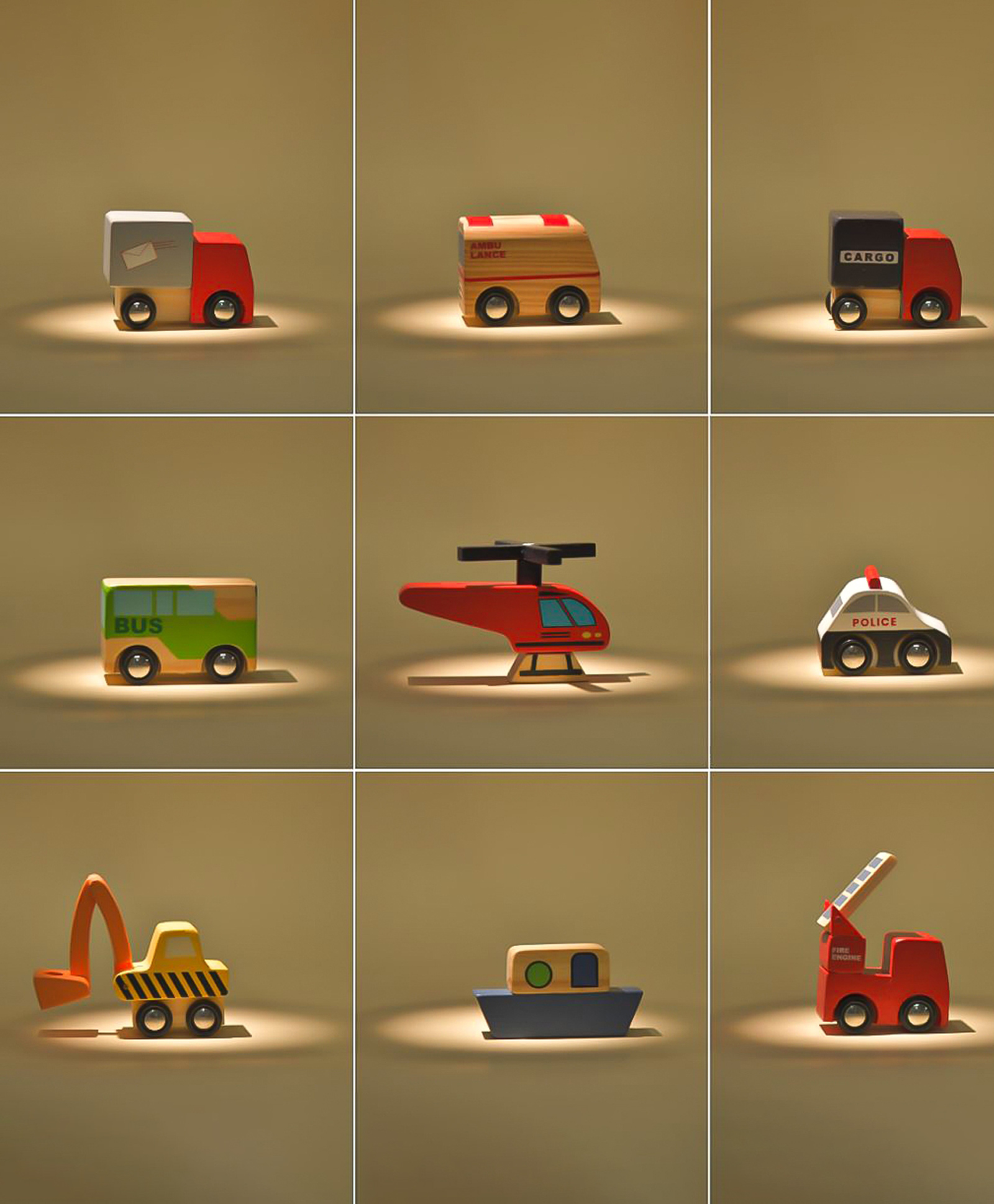Playbox Little Wagon Toy Cars Playset Wooden Toy Cars Colorful mini Construction Vehicles Set-image-15