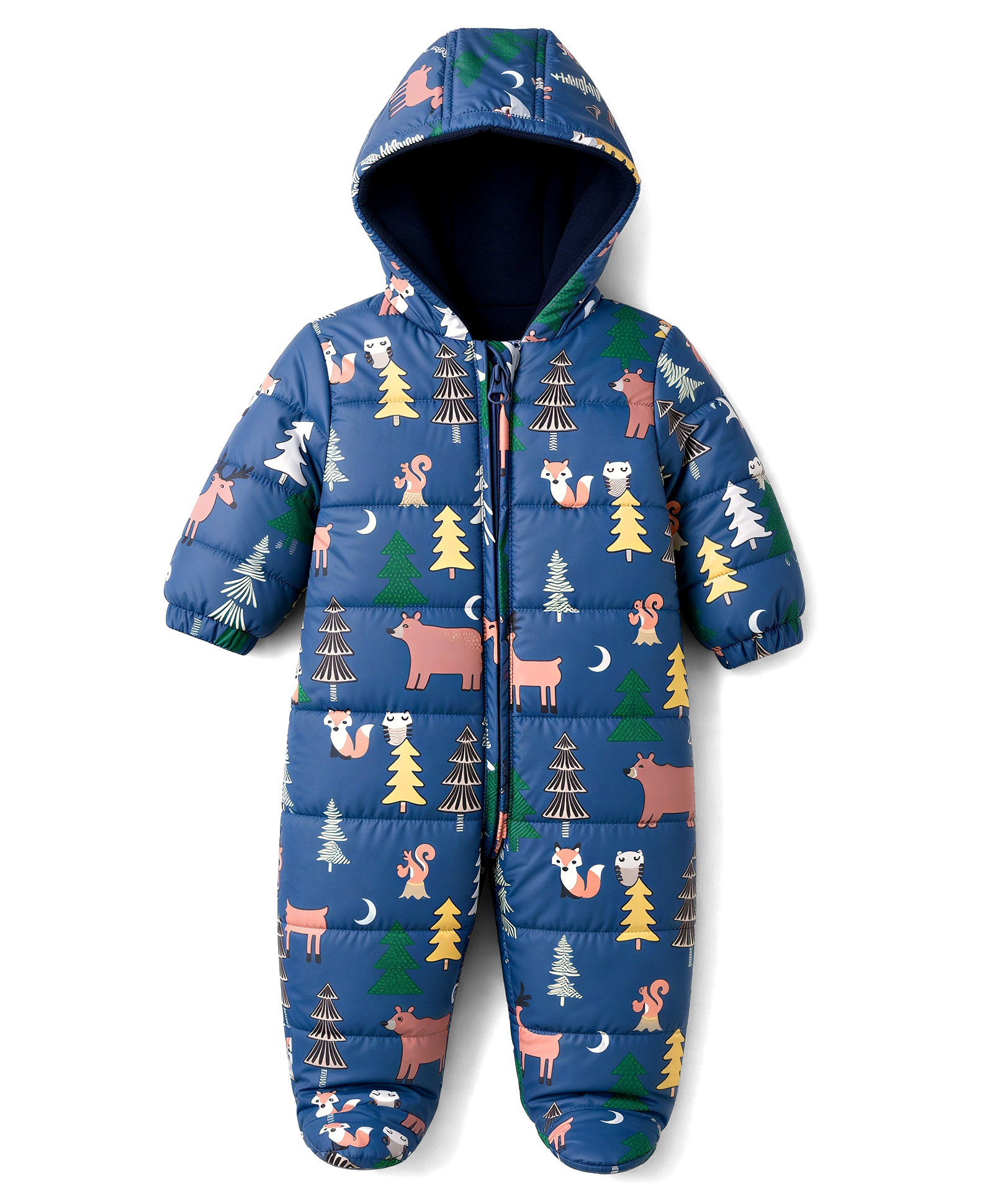 Babyhug Woven Winter Wear Hooded Romper With Animal Print - Navy Blue-image-13