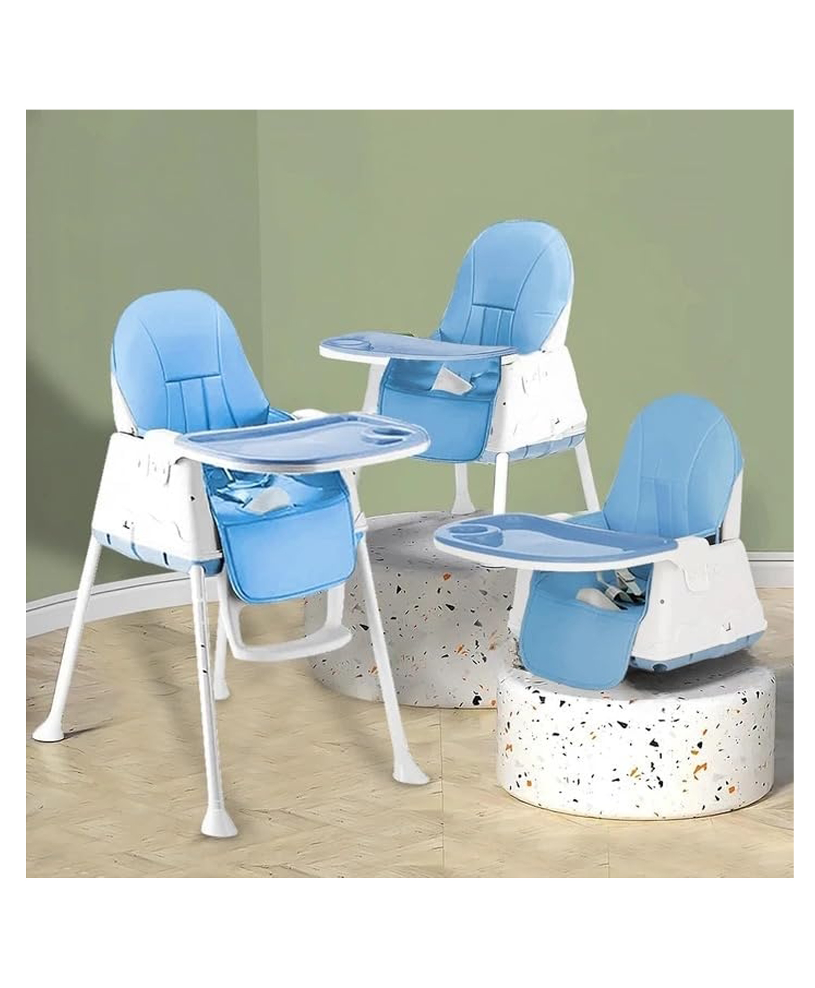 Safe-O-Kid 3 in 1 Multifunctional High Chair with 1 Year Warranty and Feeding Set, Adjustable, Foldable, and Comfortable with Soft Cushion & Removable Tray I Blue-picture-45