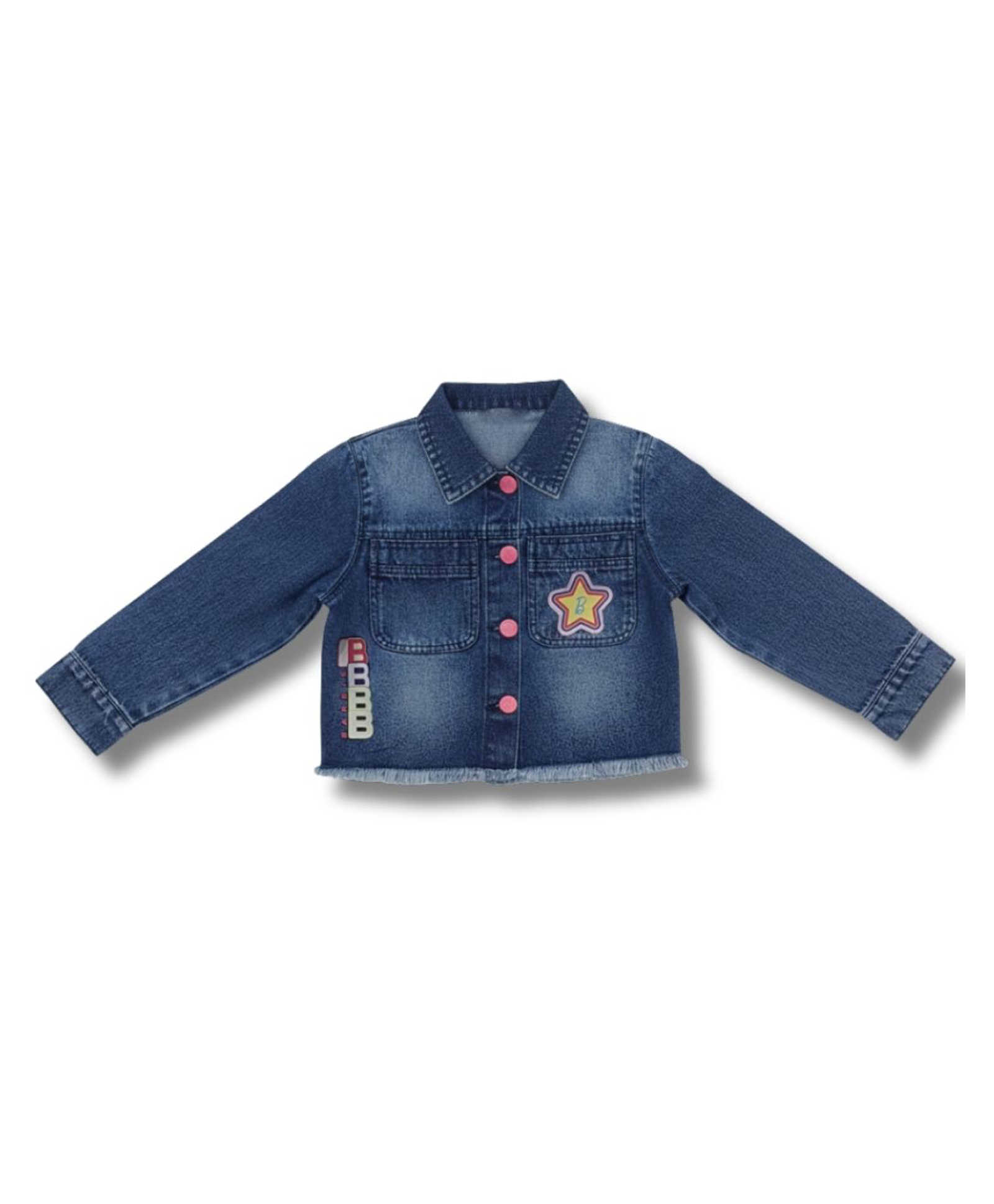 Barbie by Tiny Girl Cotton Woven Mattel Featuring Full Sleeves Barbie Text Back Printed Mild Washed Jacket - Dark Blue-picture-30