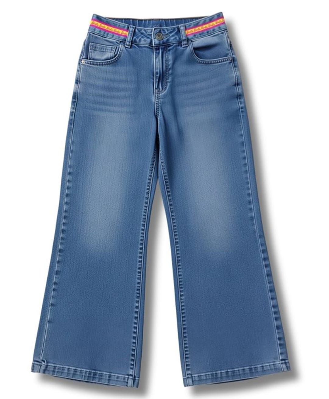 Barbie by Tiny Girl Cotton Woven Mattel Featuring Barbie Text Detailed Mild Washed Jeans - Blue-picture-17
