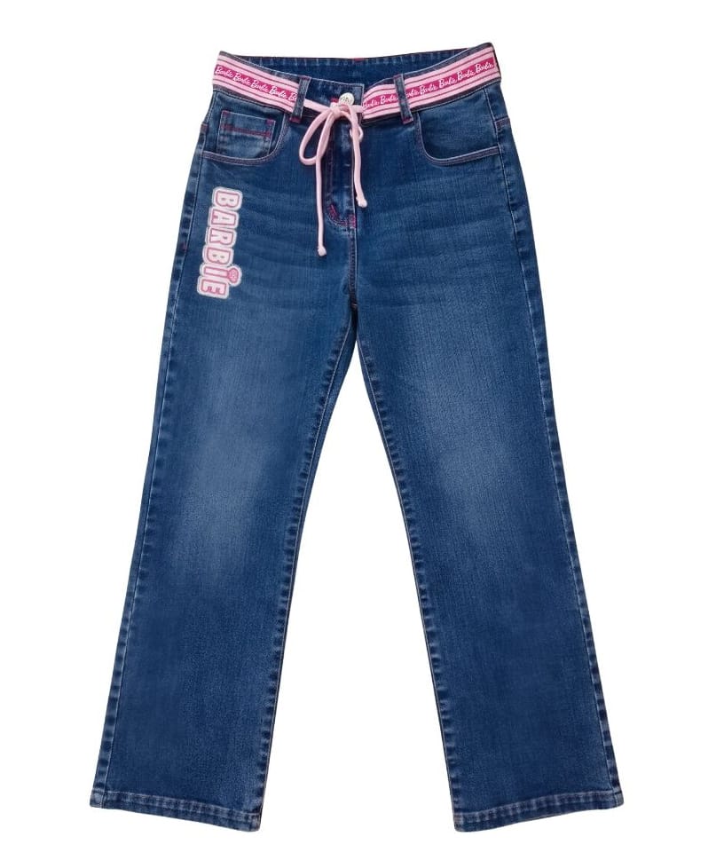 Barbie by Tiny Girl Cotton Woven Mattel Featuring Barbie Text Printed Jeans - Dark Blue-picture-22