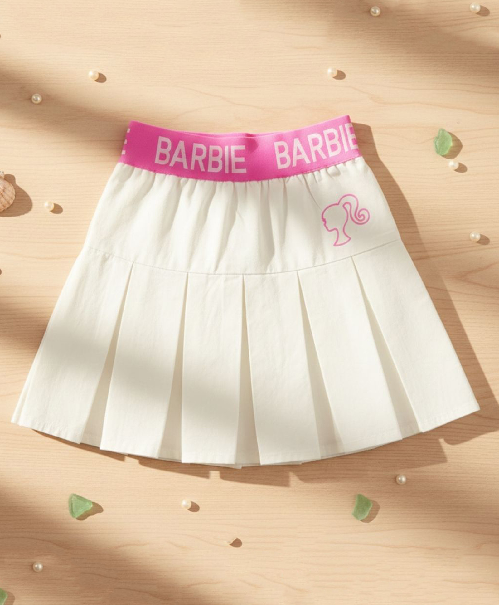 Barbie by Tiny Girl Cotton Woven Mattel Featuring Barbie Logo & Text Printed Skirt - Off White-picture-20