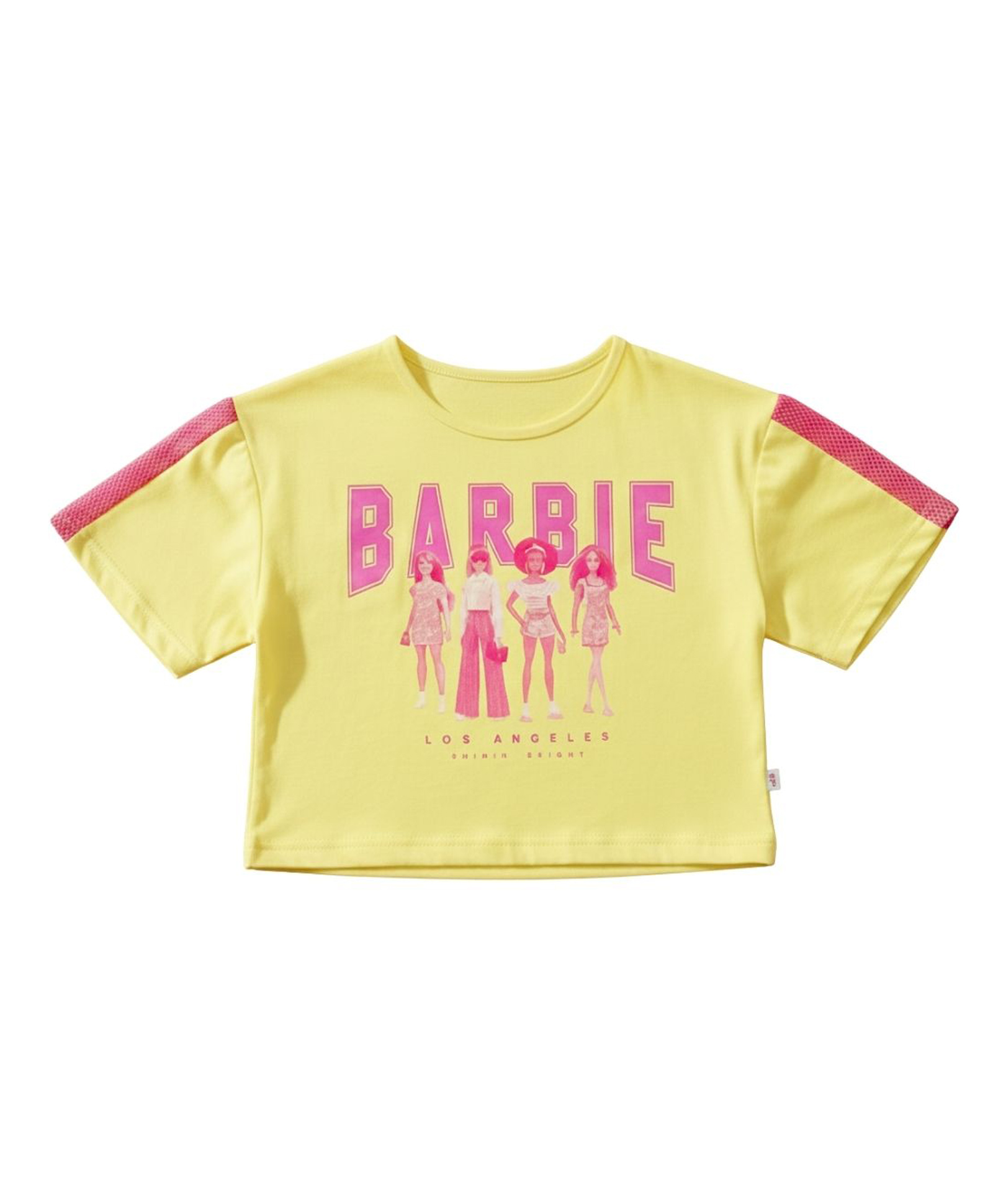 Barbie by Tiny Girl Cotton Knit Mattel Featuring Half Sleeves Barbie Printed Top - Yellow-picture-42