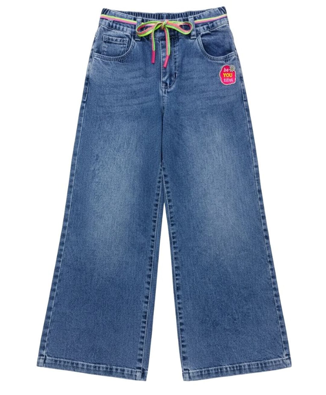 Tiny Girl Cotton Woven Patch Detailed Mild Washed Jeans - Light Blue-image-6