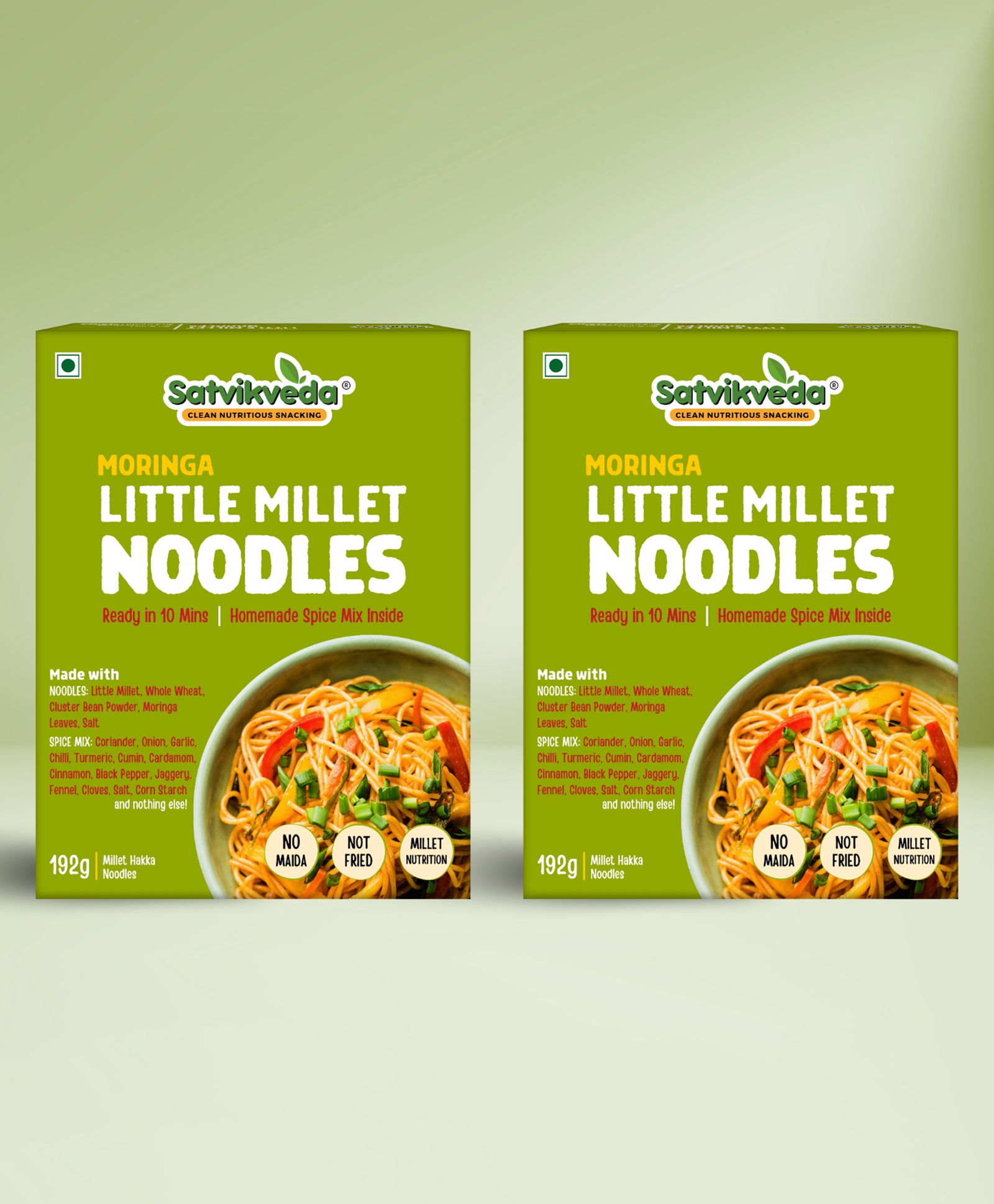 Satvikveda Moringa Little Millet Hakka Noodles 192 g (Pack of 2) | No Maida, No-Chilli Clean Spice Mix | Whole Grain, MSG-Free & Kids-Friendly-image-3