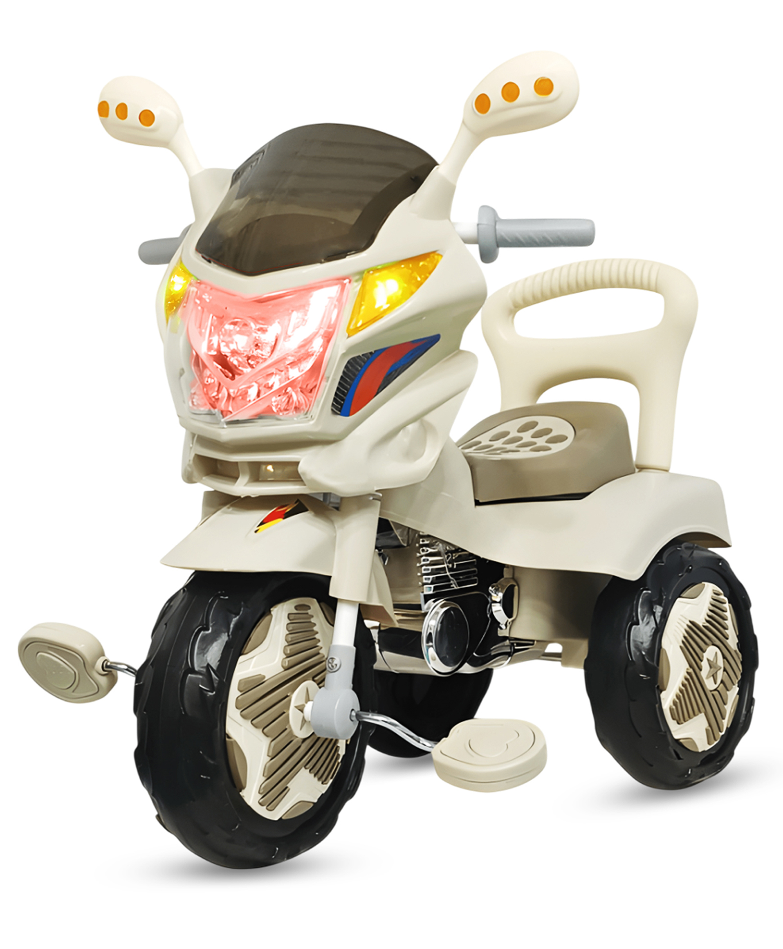 Dash Victor Kids Tricycle with LED Lights & Music, Pedal Ride-On for Toddlers with Backrest & Storage (Cream)-image-2