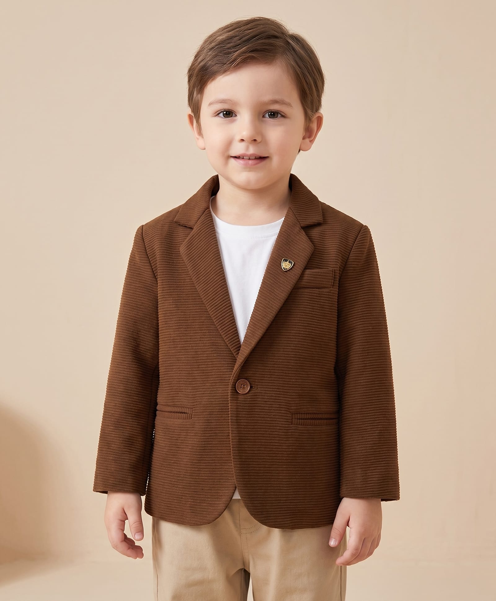 Rikidoos Woven Full Sleeves Striped Blazer - Brown-picture-19
