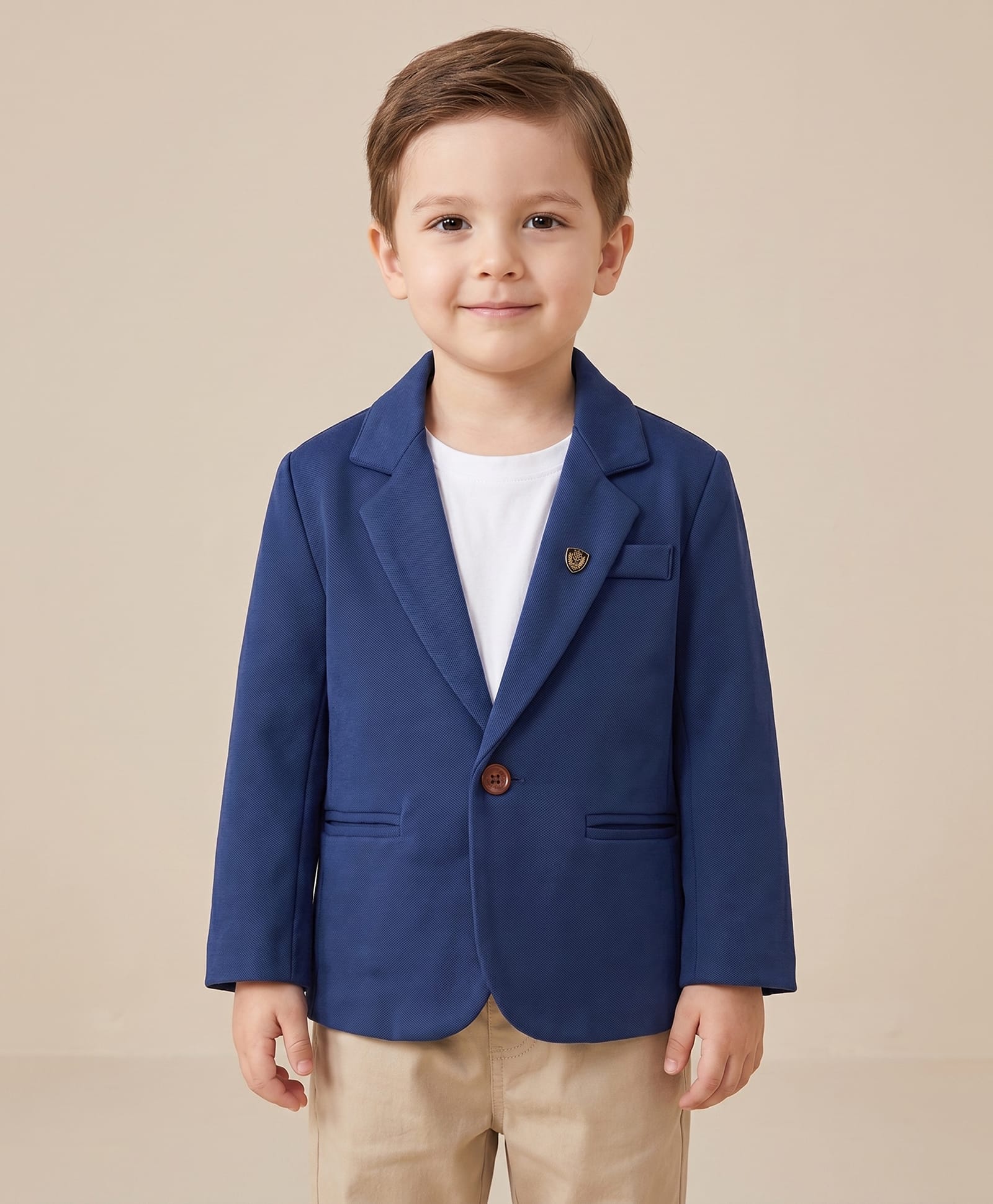 Rikidoos Woven Full Sleeves Solid Blazer - Navy Blue-picture-30