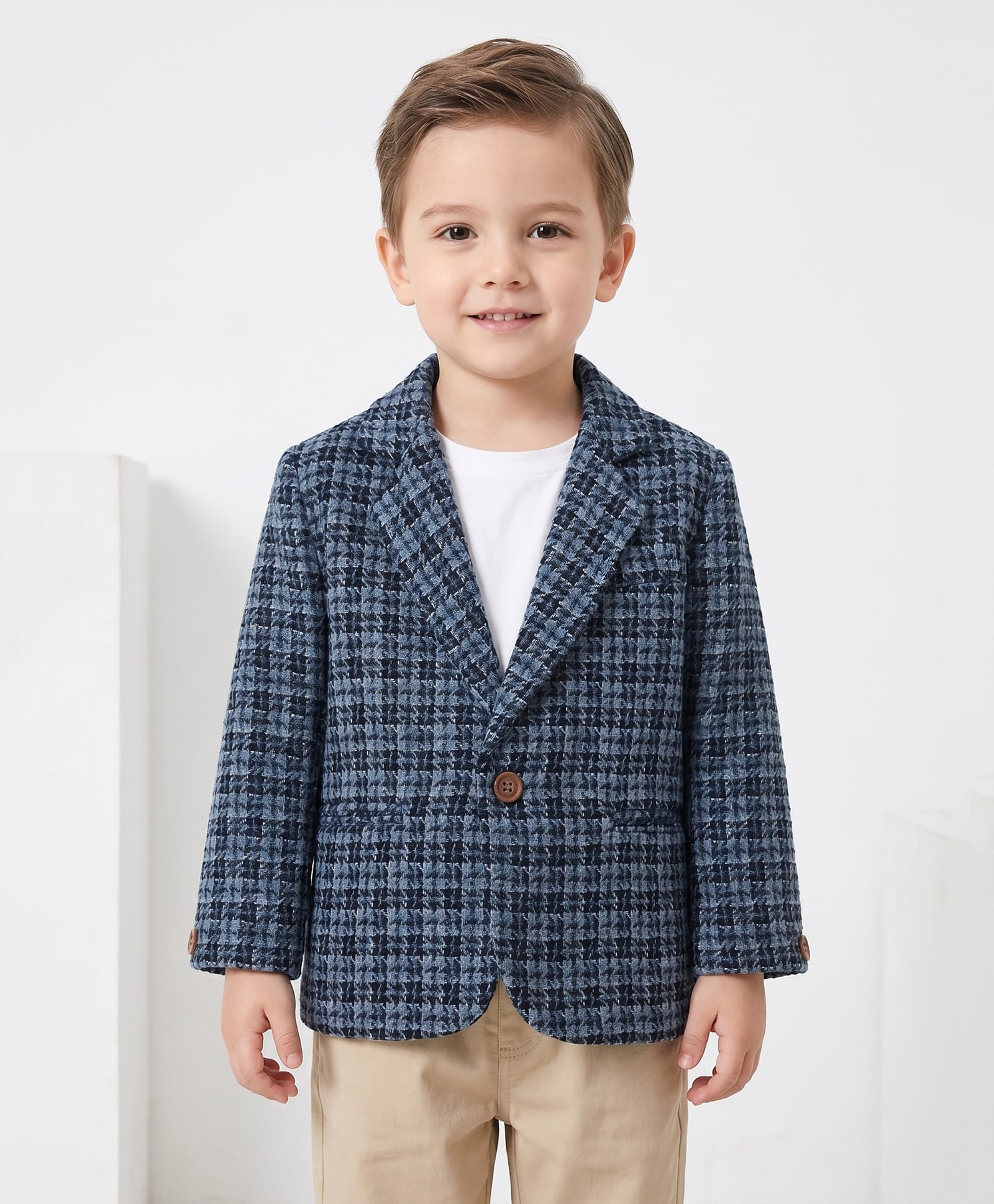 Rikidoos Cotton Woven Full Sleeves Checked Blazer - Blue-picture-10