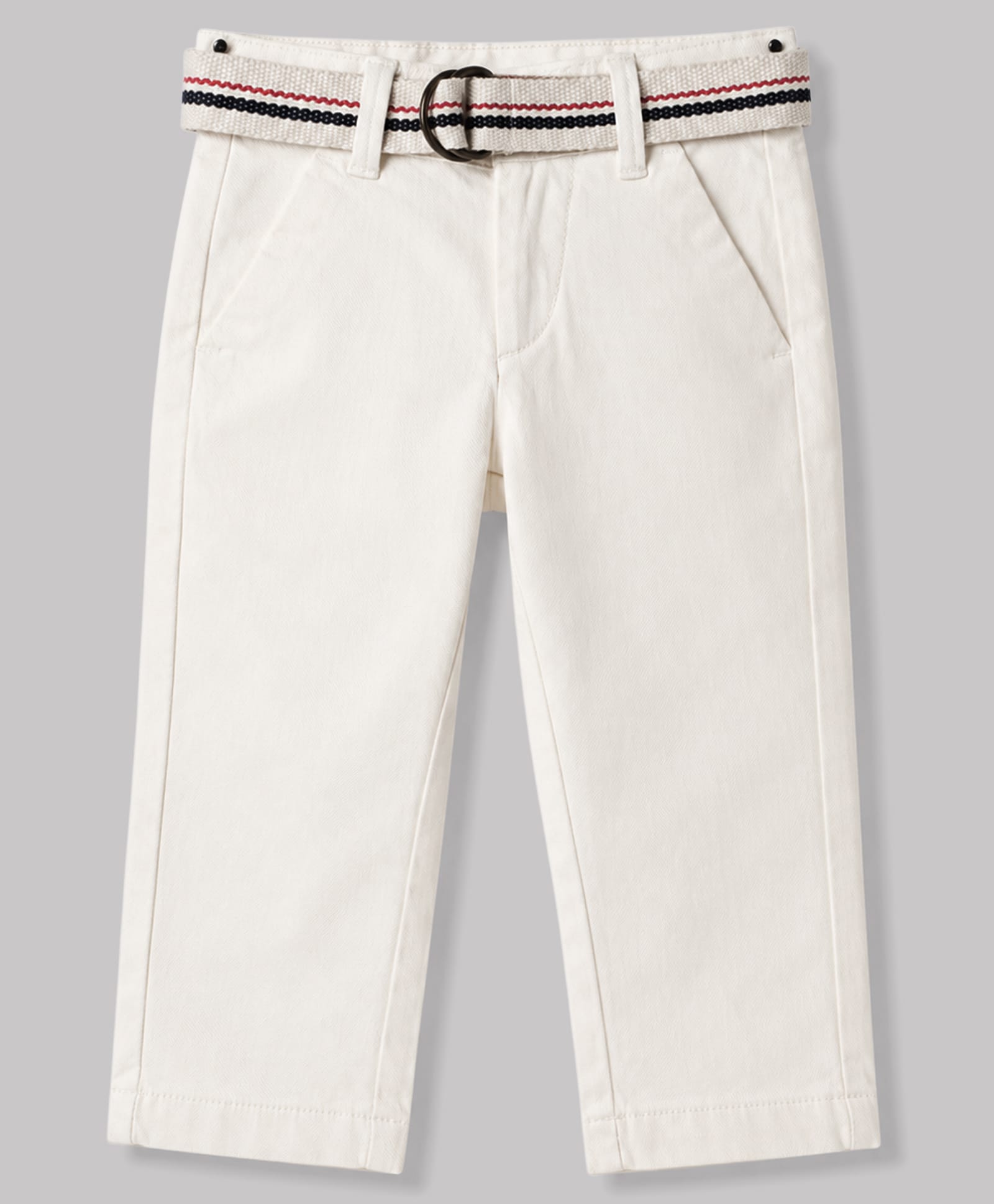 US Polo Assn Cotton Knit Full Length Solid Trouser with Belt - Off White-picture-17