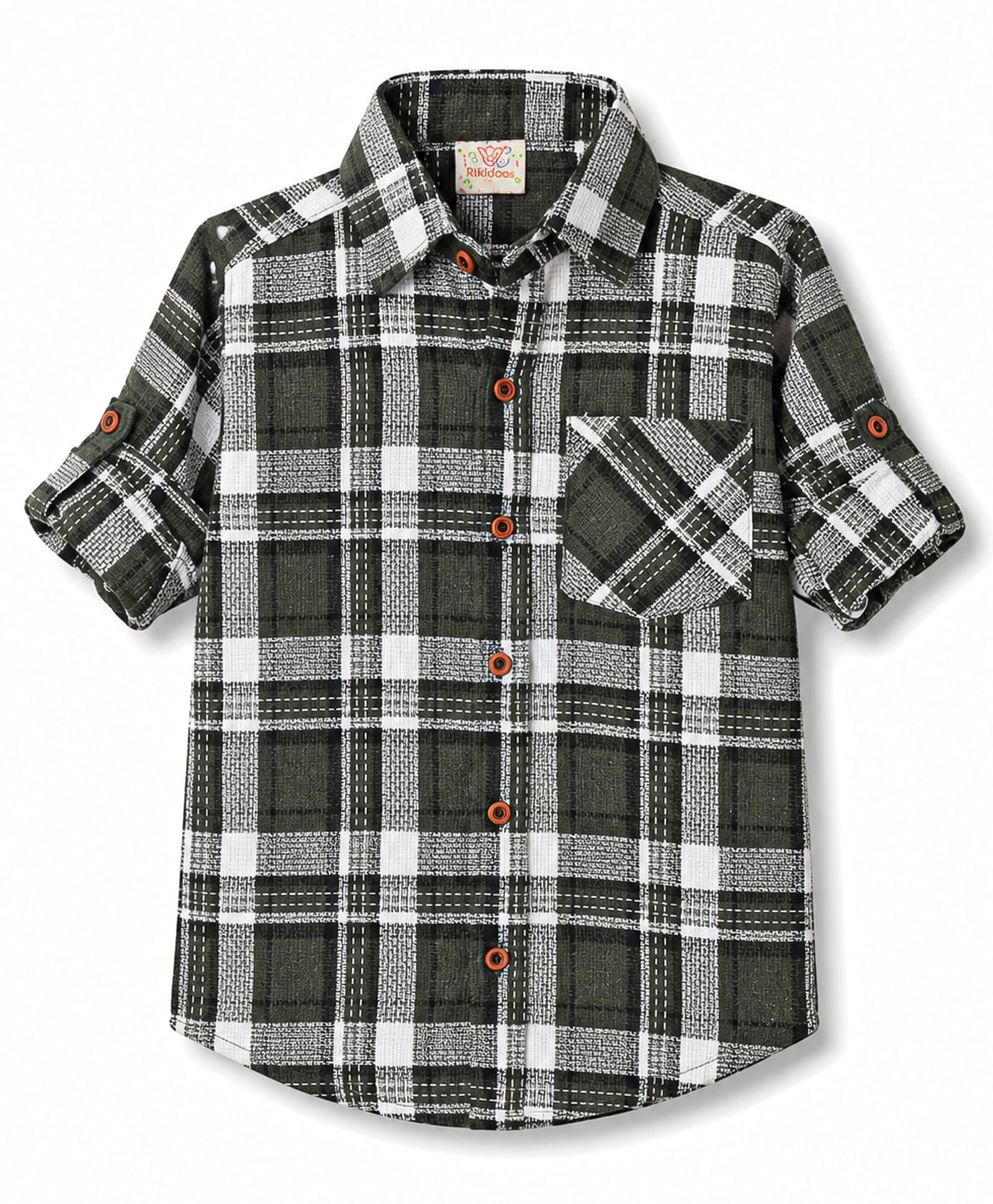 Rikidoos Cotton Woven Shirt Full Sleeve Checks Green 2-3 Years-image-46