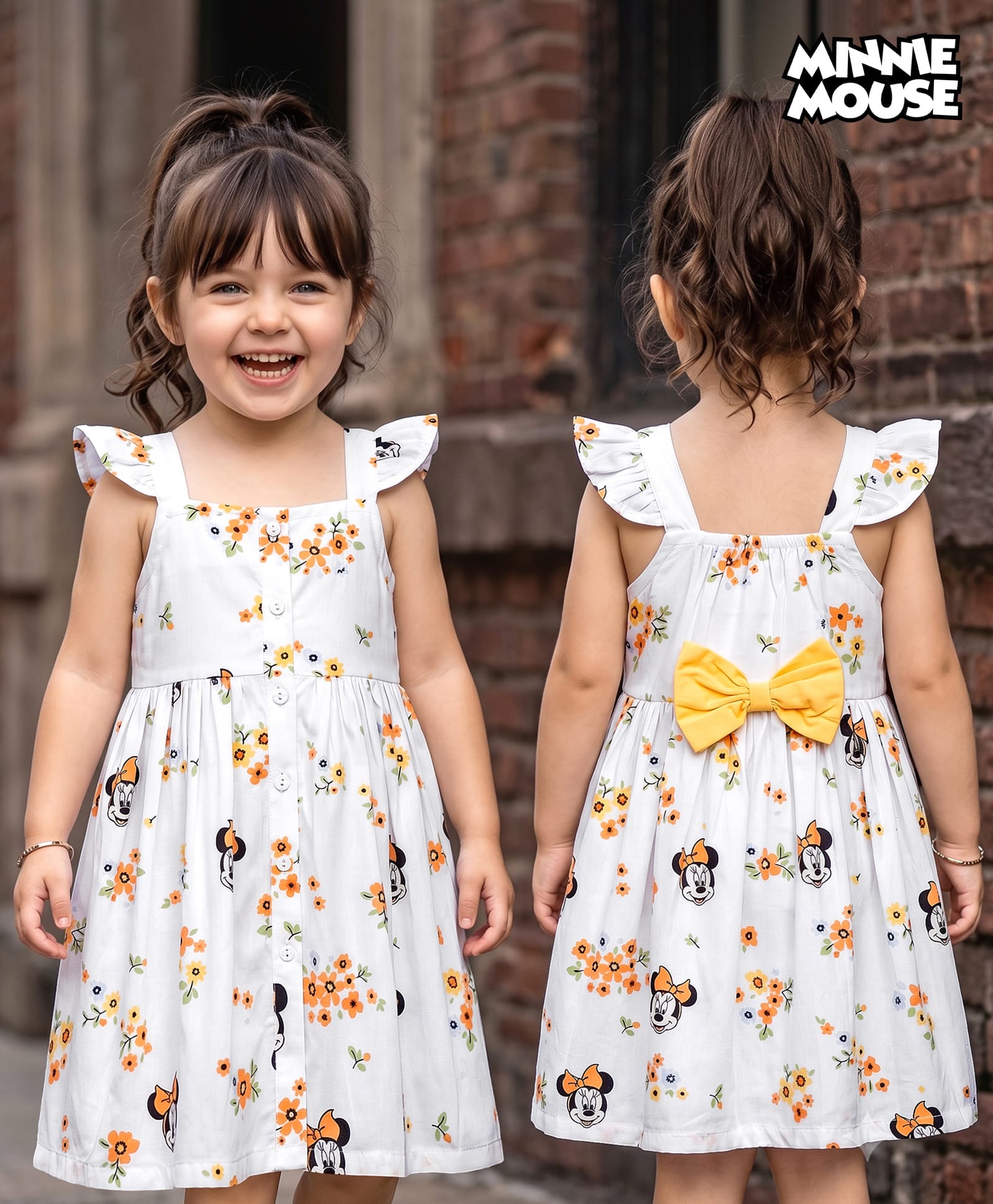 Babyhug Disney Cotton Woven One Piece Dresses/Frocks with Minnie Mouse Graphics Multi Color 9-12 Months-picture-17