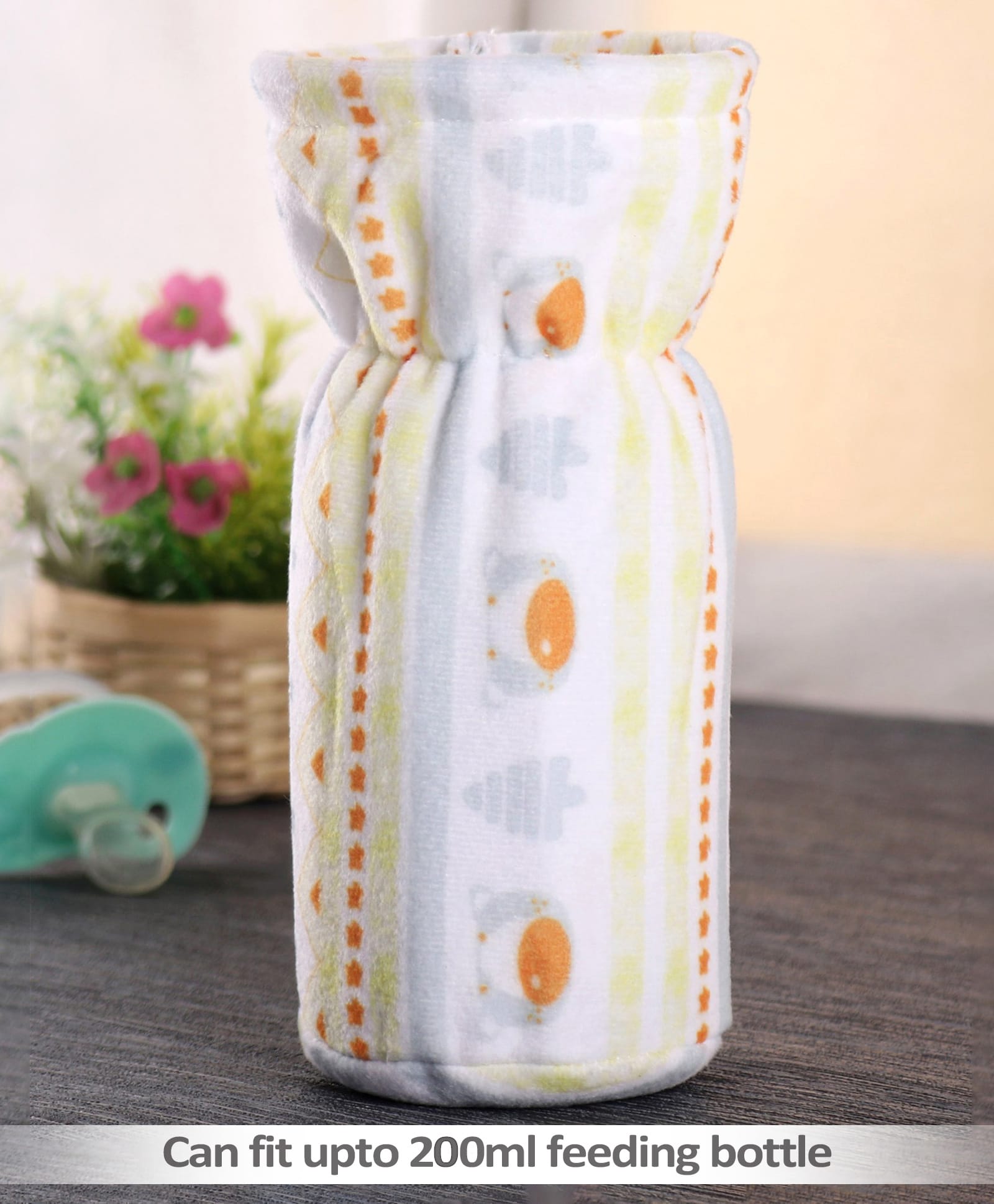 Babyhug Feeding Bottle Cover Bear Print Medium Yellow White - Fits Upto 180 ml Bottle-picture-10