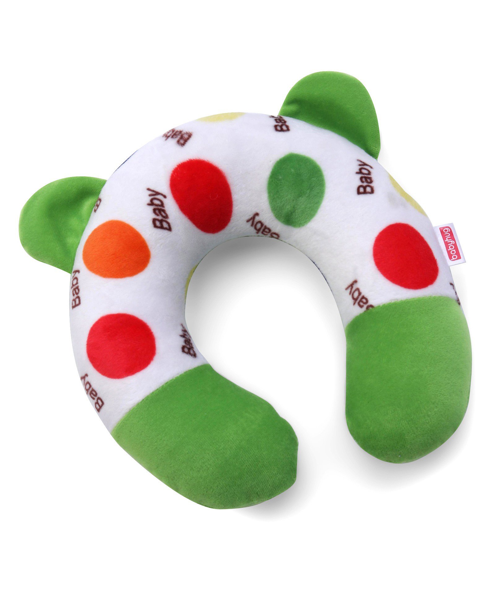 Babyhug Velour Neck Support Pillow Polka Dot Print - Green & White-picture-22