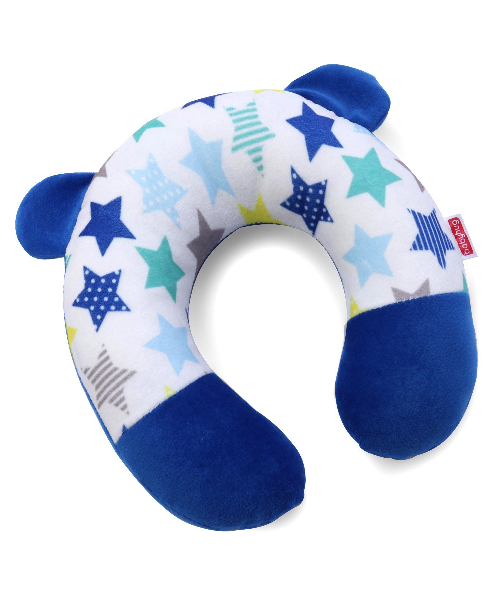 Babyhug Velour Neck Support Pillow Star Print - Blue-image-7