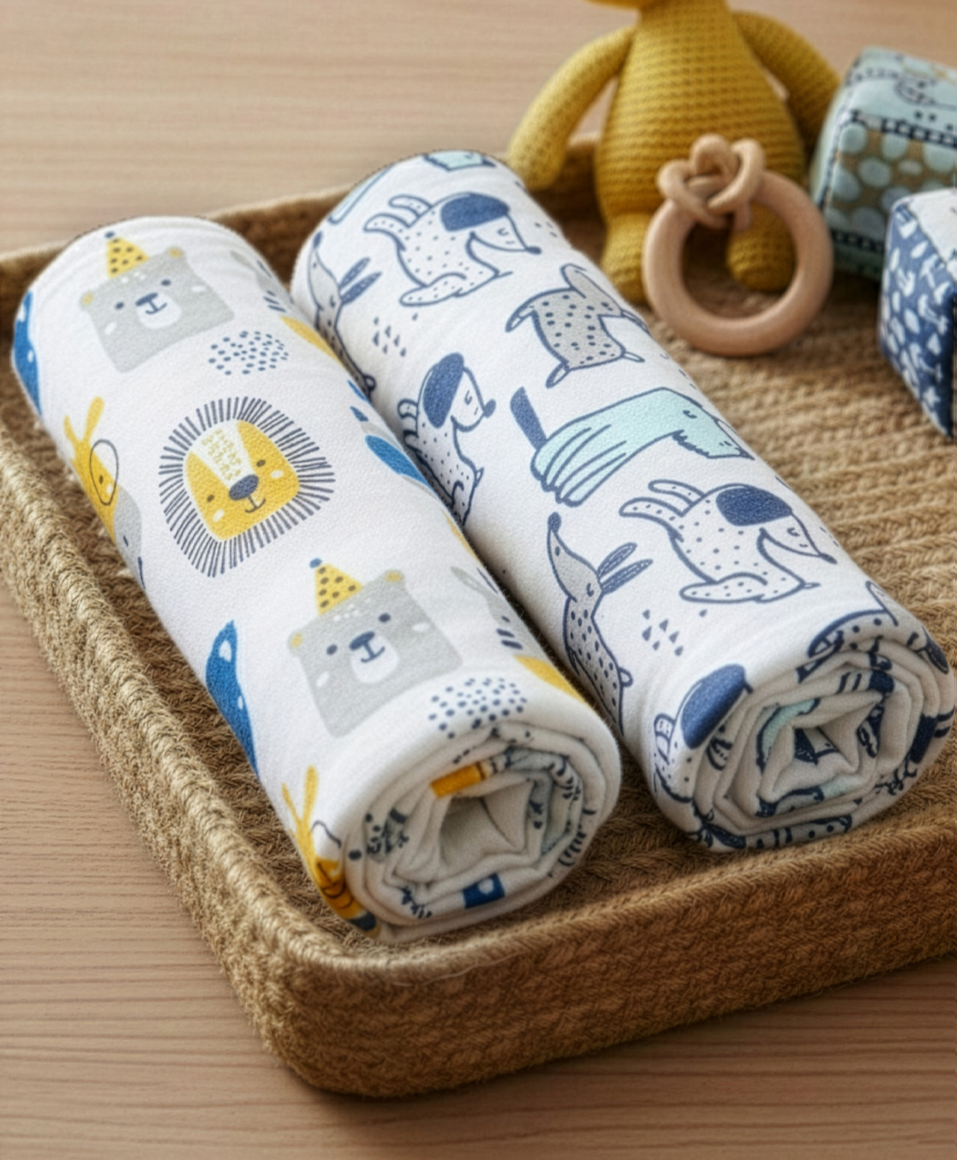 The Mom Store Multipurpose Animal & Puppy Print Baby Swaddle Wrap - Multicolour-image-6