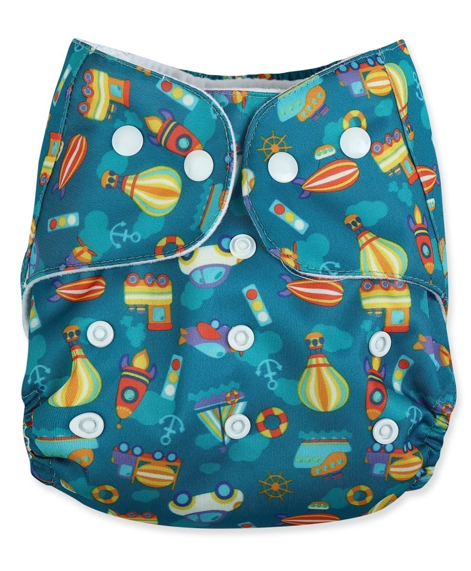 The Mom Store Cotton Car Printed Re-Usable Cloth Diaper - Teal Blue-picture-41