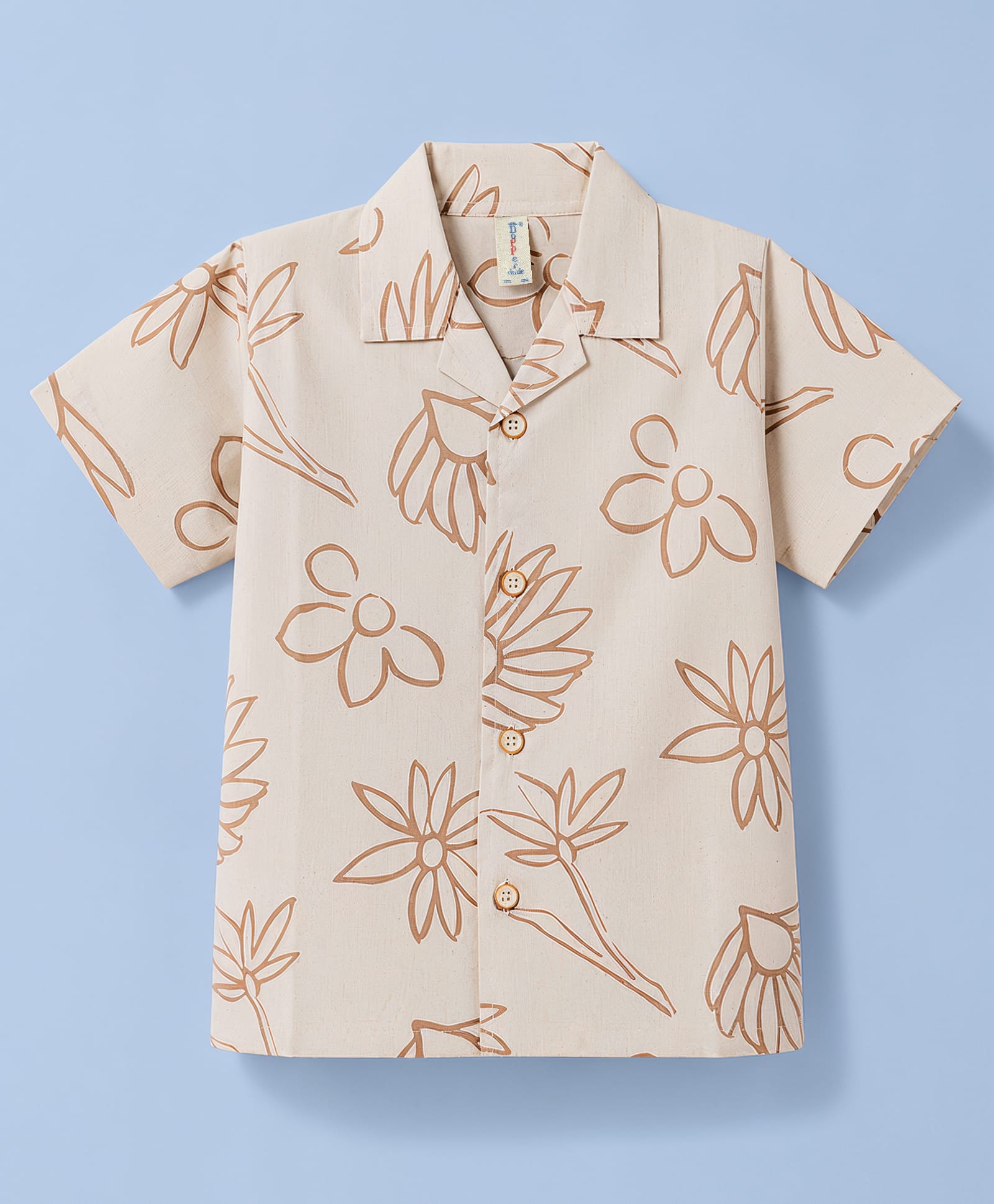 Dapper Dudes Woven Half Sleeves Floral Printed Shirt - Brown-image-37