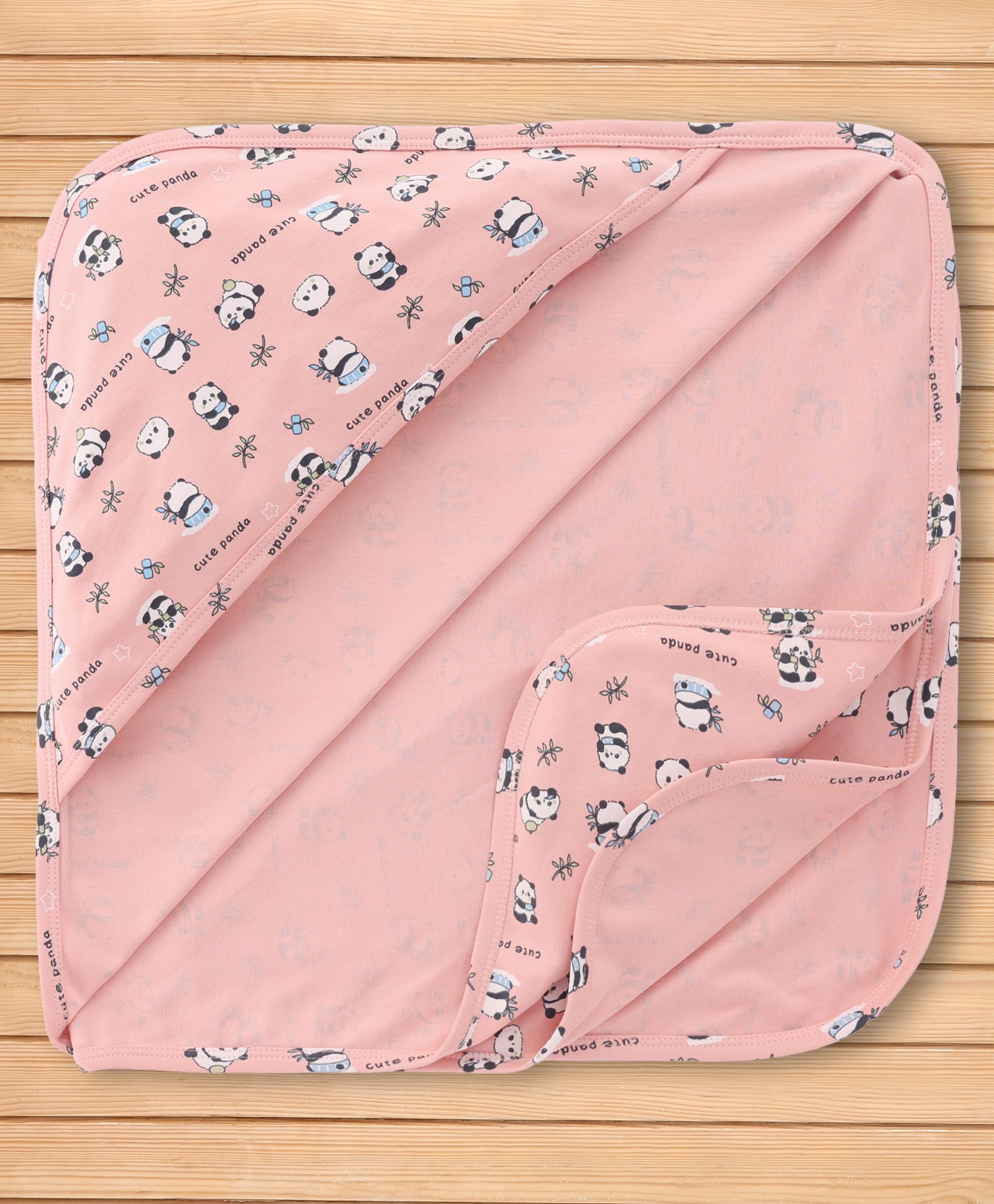 CUCUMBER Interlock Knit Panda Printed Hooded Towel L 90 x B 90 cm - Peach-image-28