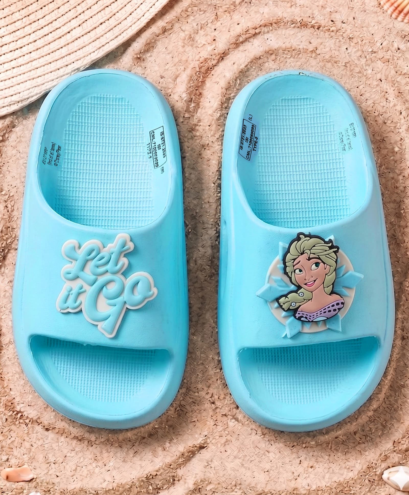 Pine Kids Disney Slip On Flip Flop With Frozen Applique - Light Blue-image-45