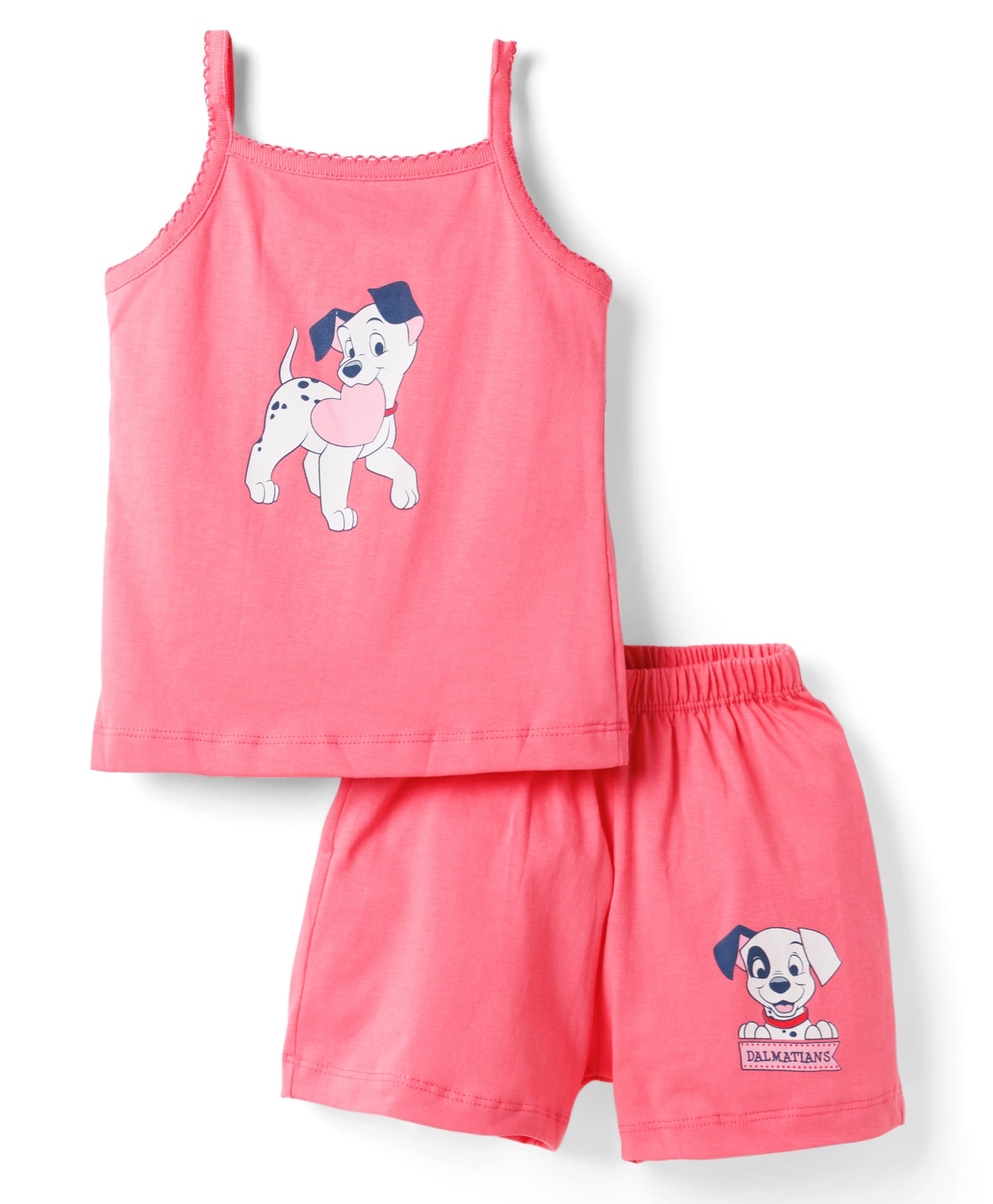 CUCUMBER Sinker Knit Sleeveless T-Shirt & Shorts Night Suit with Dalmatians Graphics - Dark Peach-image-41