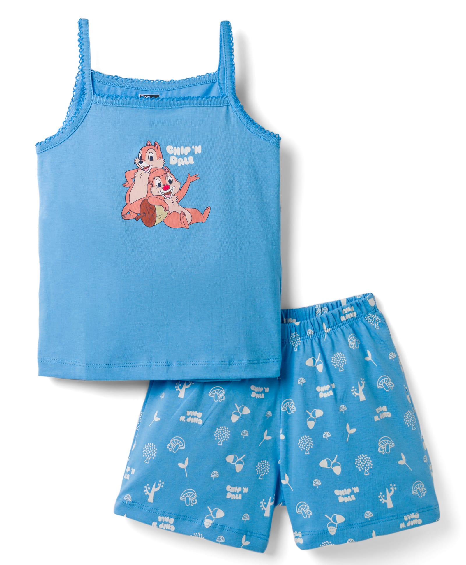 CUCUMBER Sinker Knit Sleeveless T-Shirt & Shorts Night Suit with Chip N Dale Graphics - Blue-picture-24