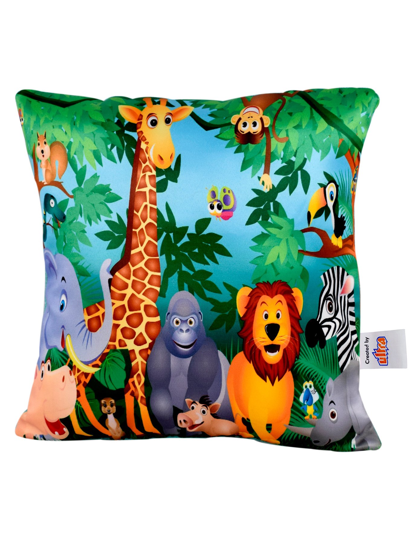 Ultra Jungle Animals Digital Printed Cushion  - Multicolor-image-27