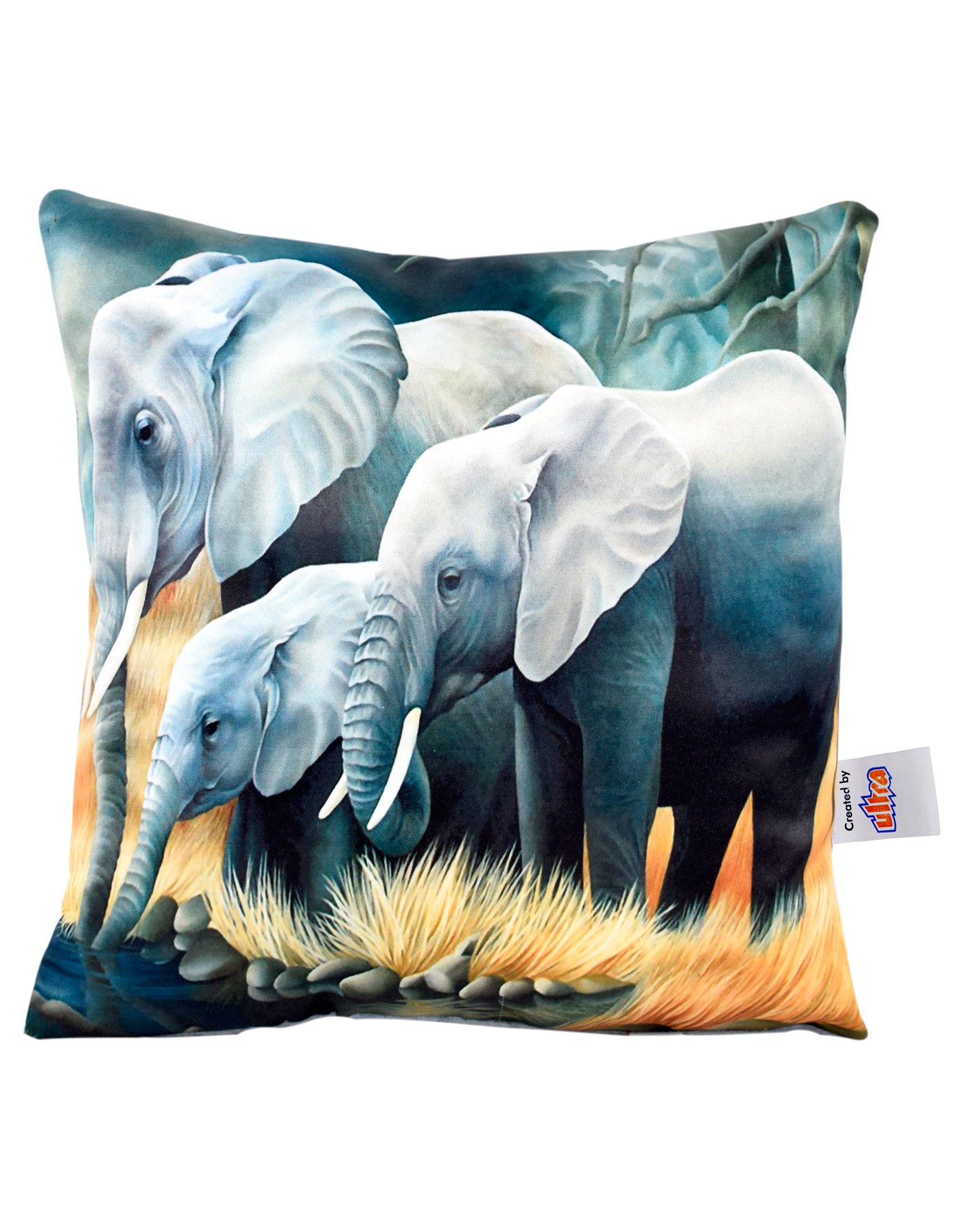 Ultra Gigantic Elephant Digital Print Cushion  - Grey-image-0